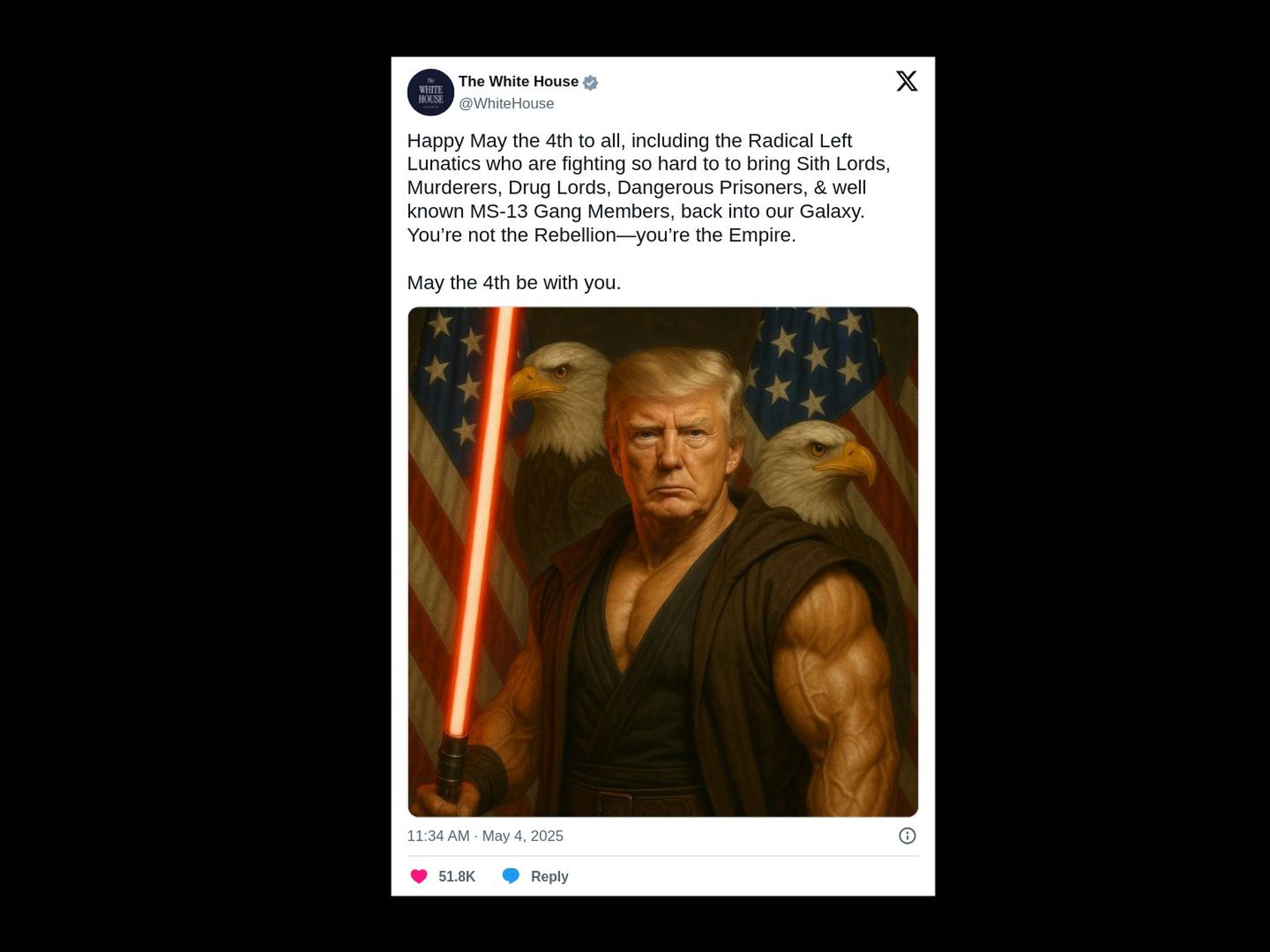 White House Star Wars Day post divides the galaxy