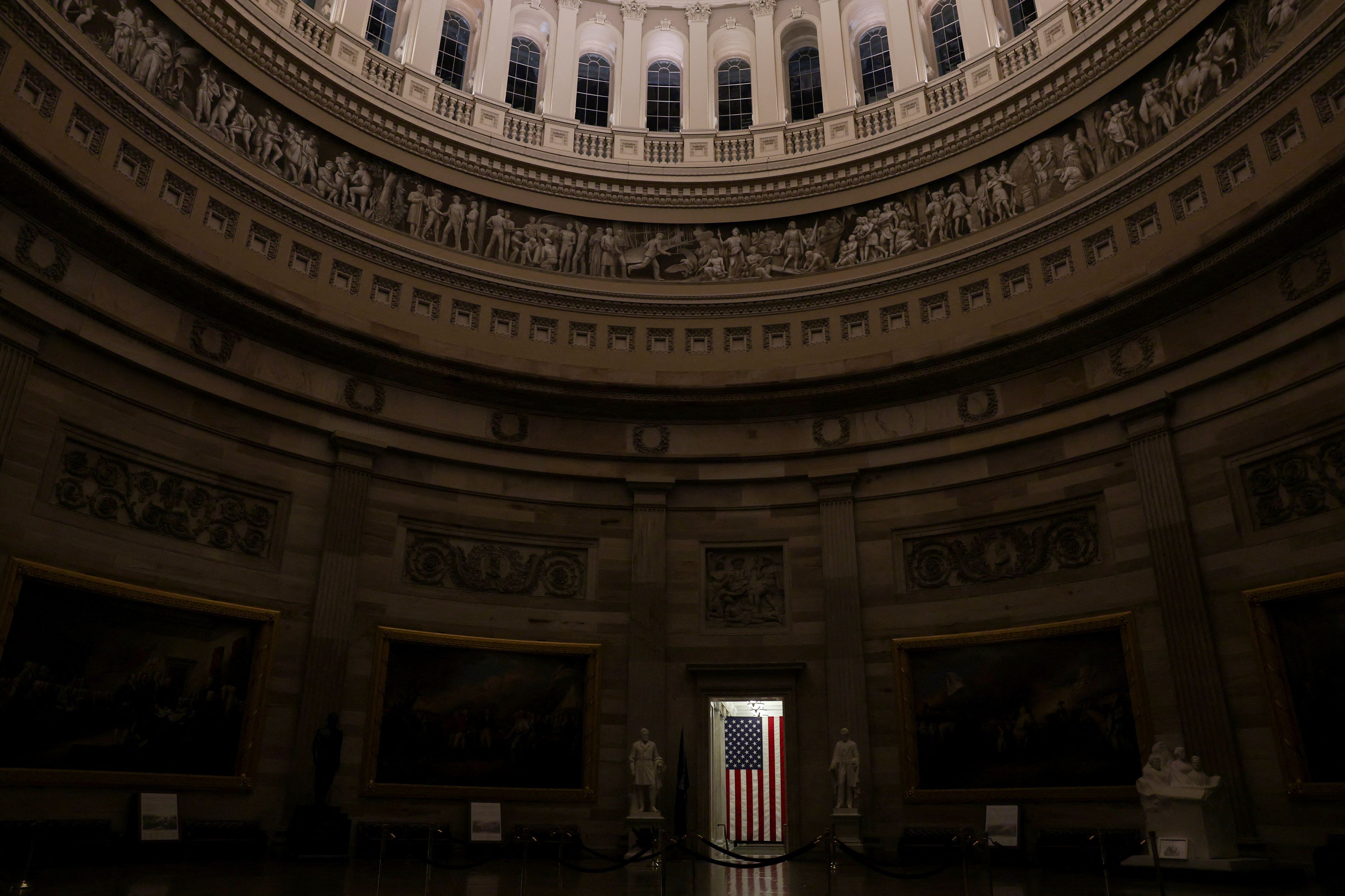The empty rotunda at the U.S. Capitol in the hours before the shutdown.