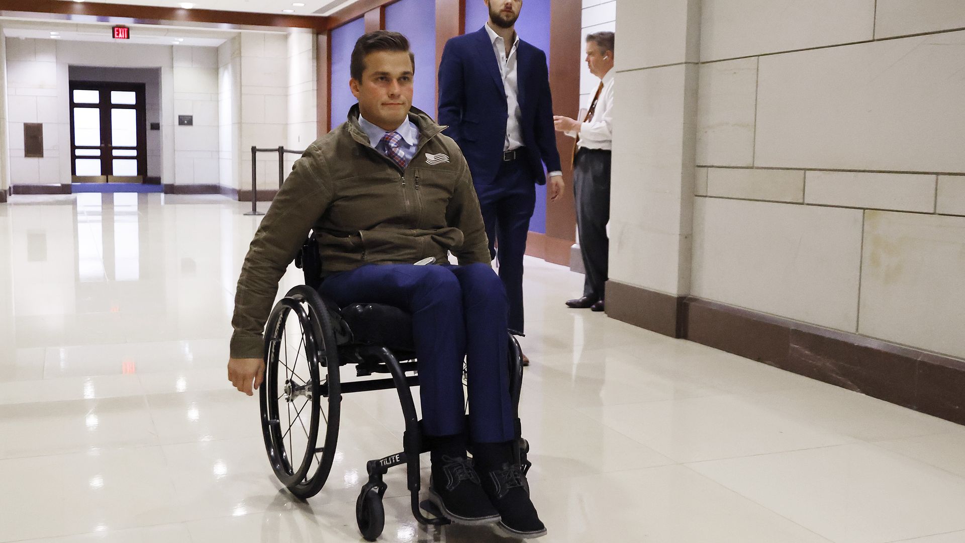 Rep. Madison Cawthorn (R-NC) heads to a closed intelligence briefing at the U.S. Capitol Visitors Center on February 03, 2022 in Washington, DC.