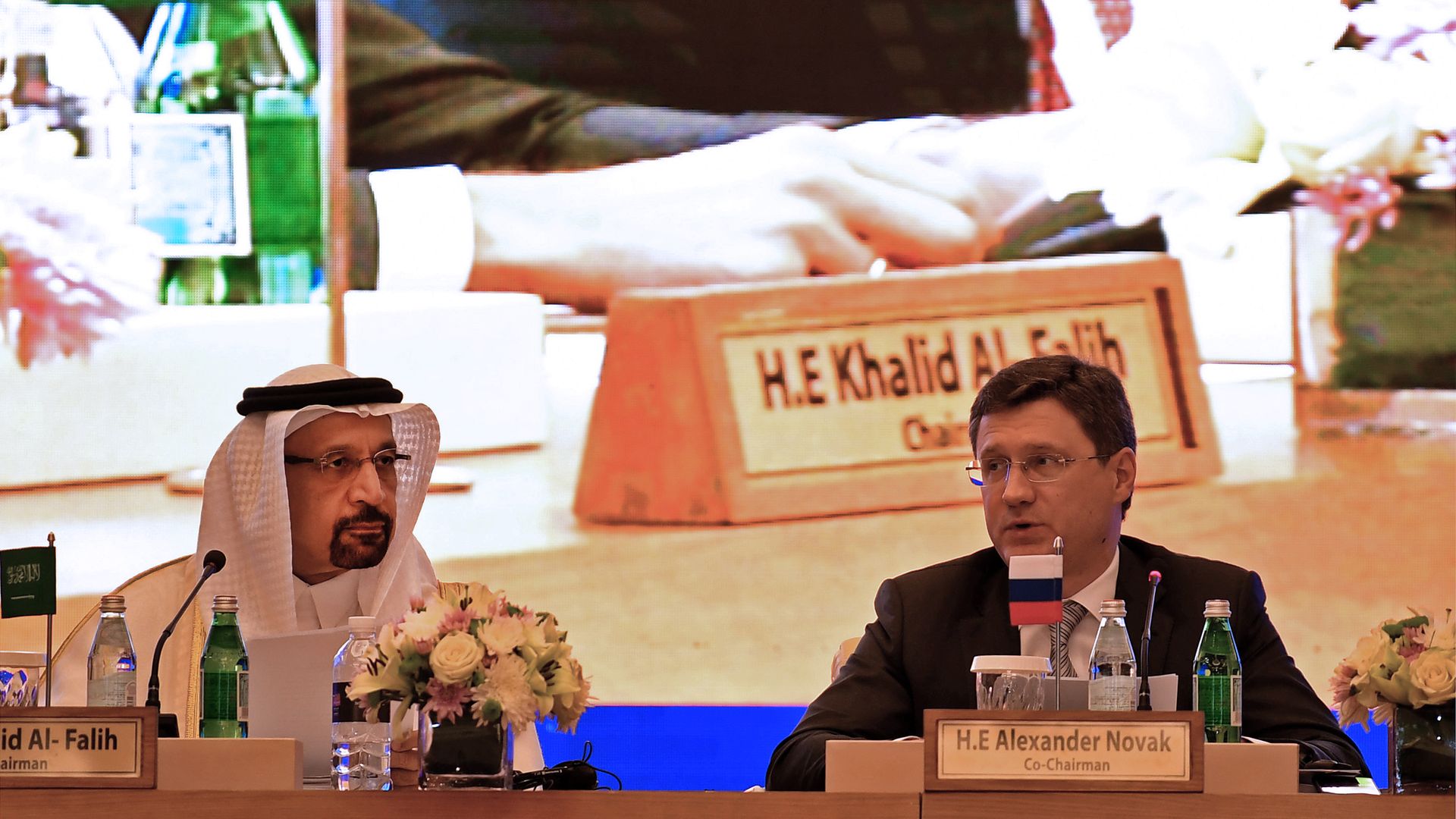 Saudi energy minister with Russian energy minister