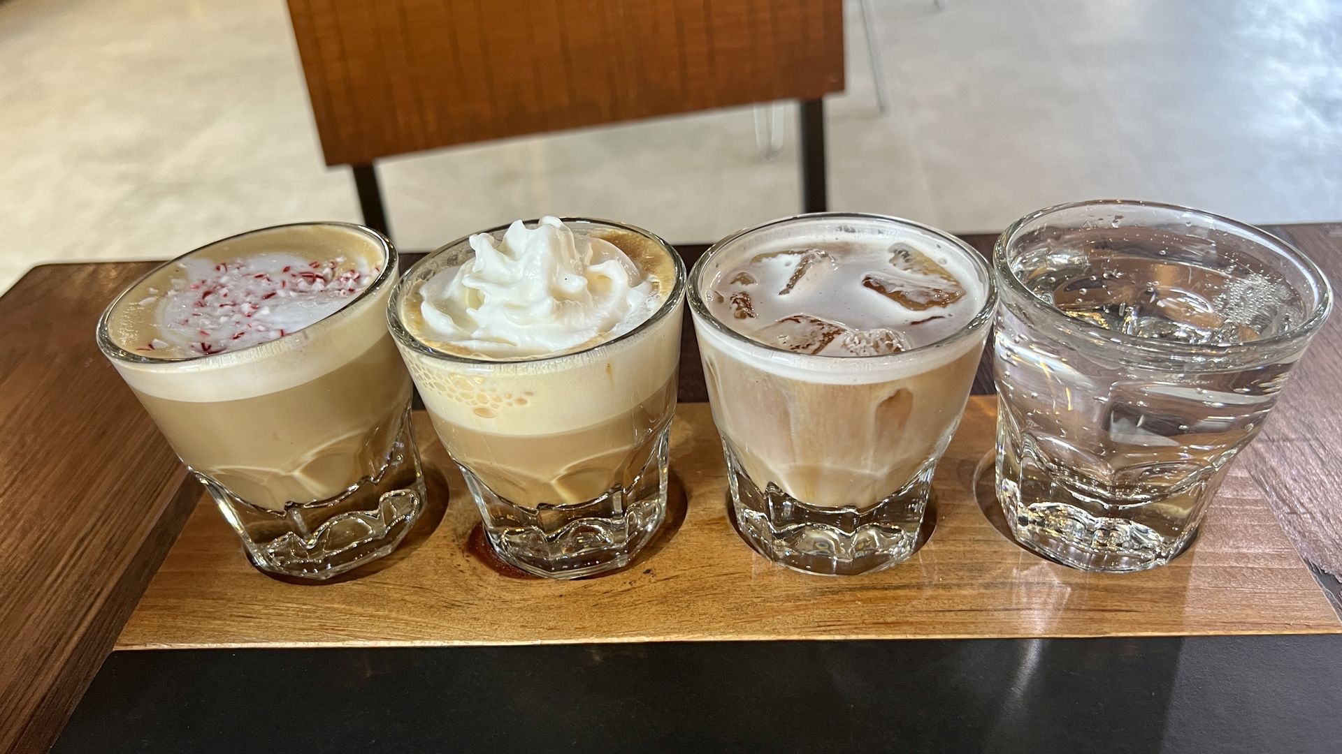 A flight of holiday coffee