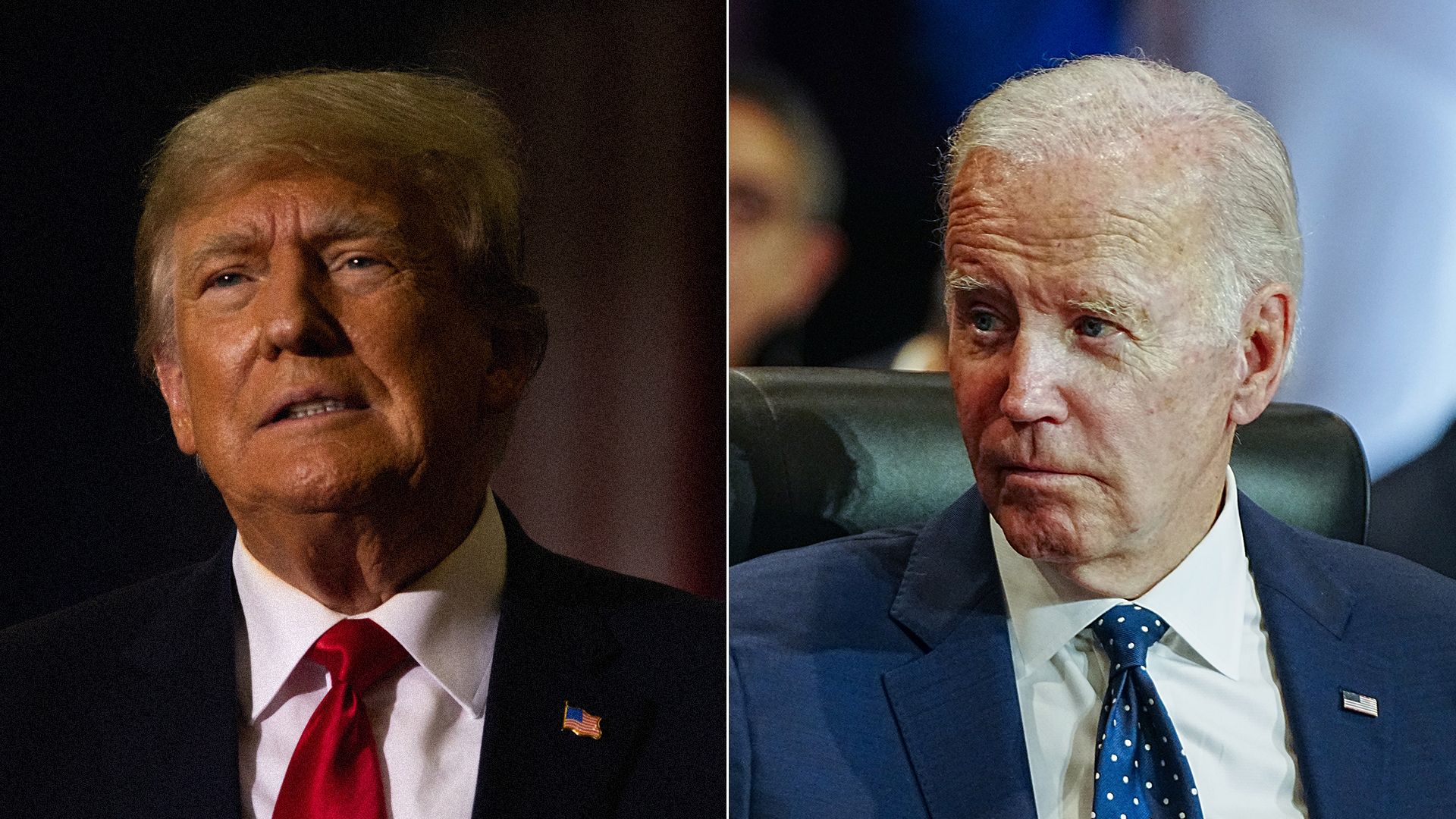 Former President Trump and President Biden, side by side