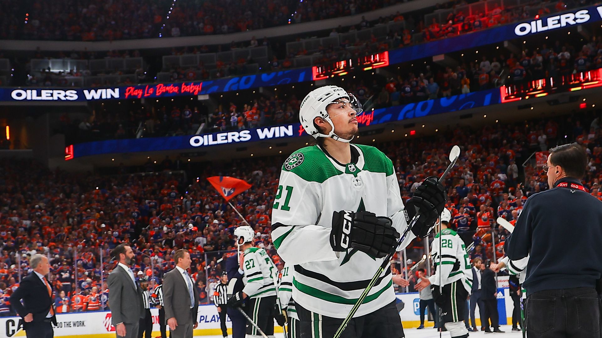 Dallas Stars wingman Jason Robertson skates away after Dallas lost in the Western Conference Finals