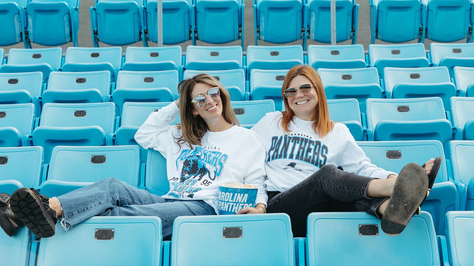 Girl Tribe co-founders Sarah Baucom (left) and Carrie Barker. Photo: Christina Hussey Photography/Courtesy of Carolina Panthers and Girl Tribe
