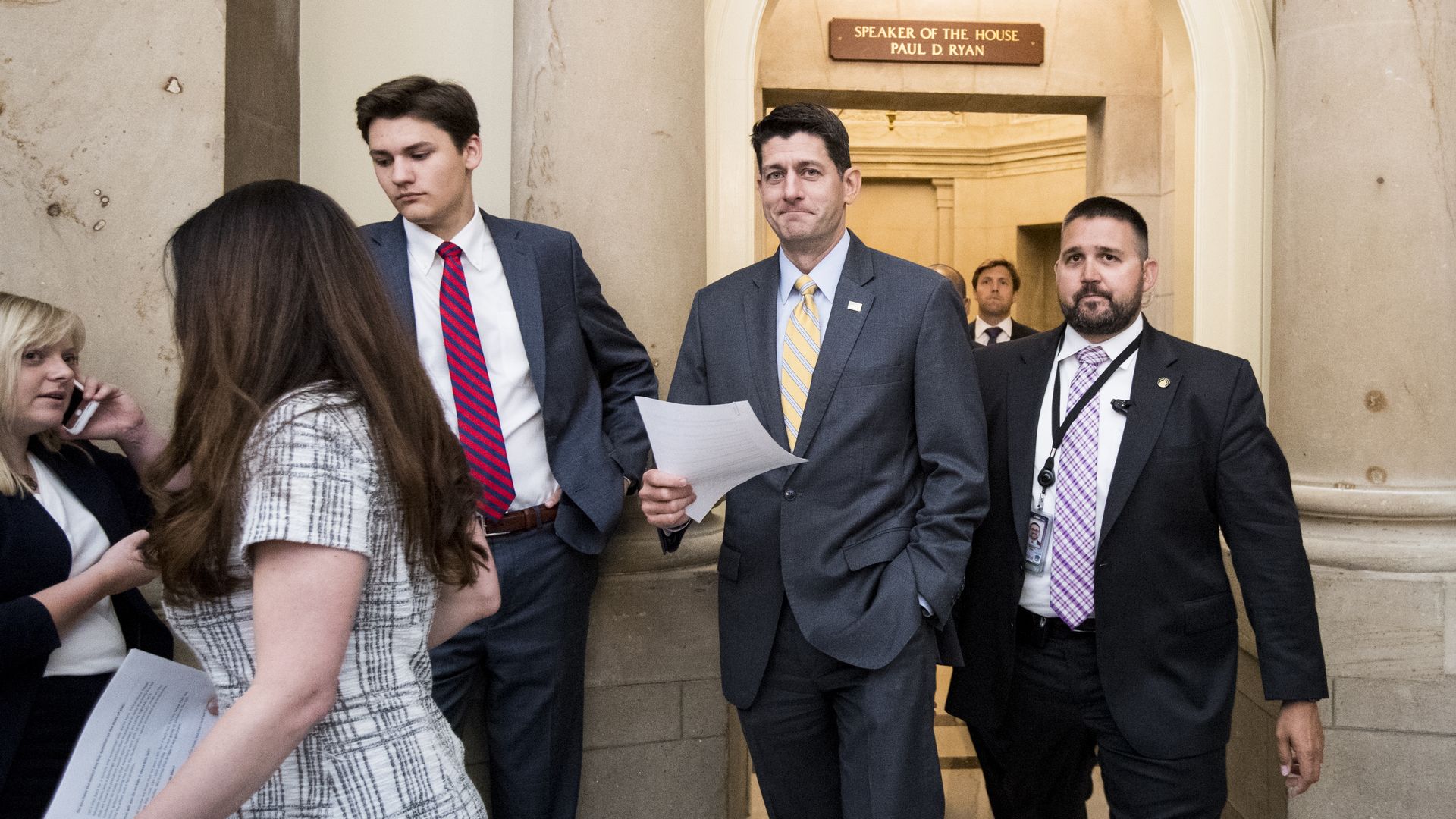 House Speaker Paul Ryan walks out of his office in the Capitol