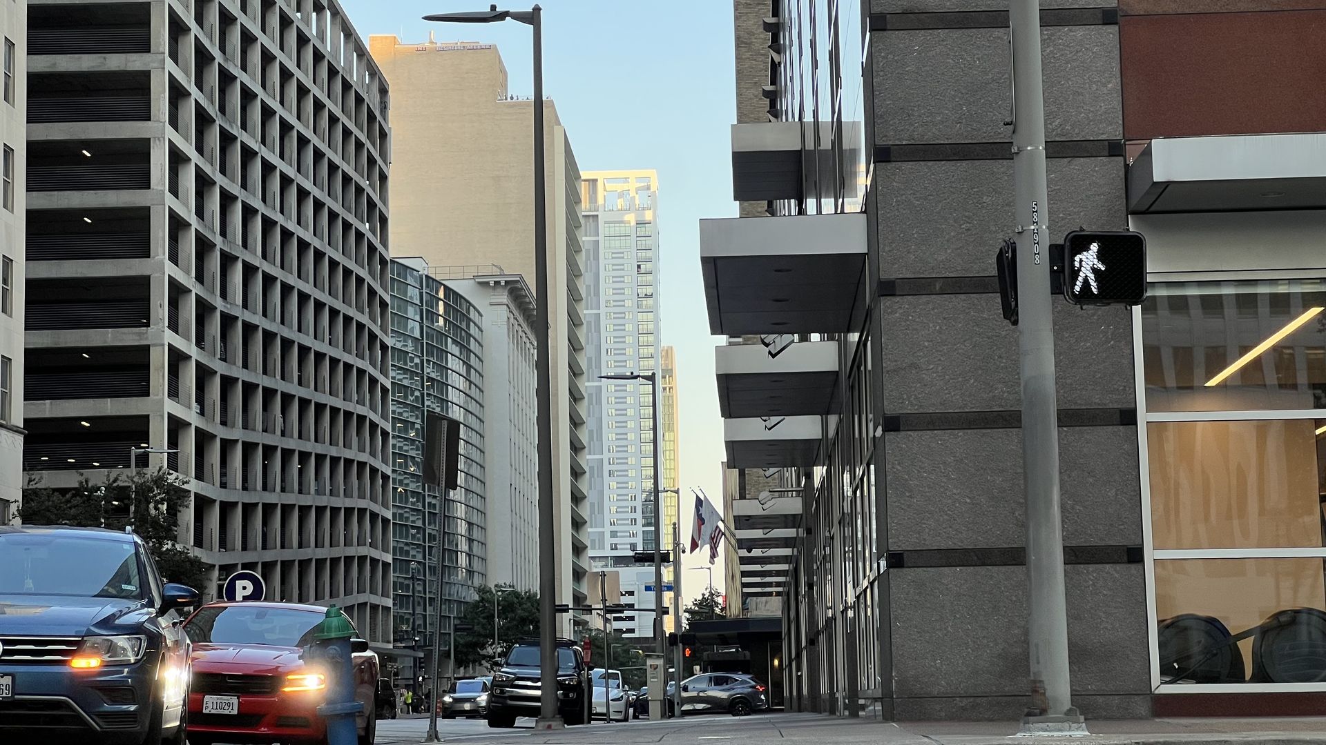 The crosswalk at Milam and Walker streets in downtown Houston