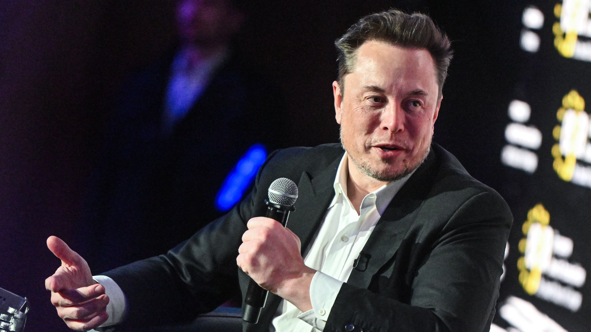 SpaceX, X (formerly known as Twitter), and Tesla CEO Elon Musk speaks during live interview with Ben Shapiro at the symposium on fighting antisemitism on January 22, 2024 in Krakow, Poland. 