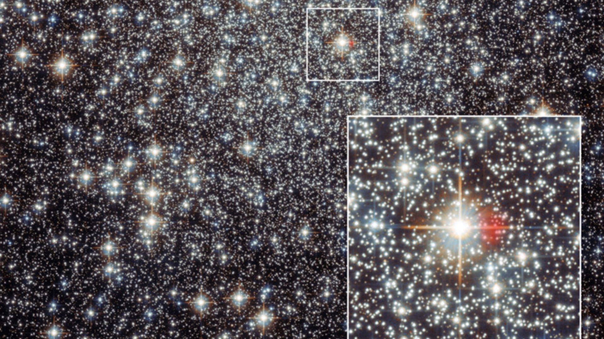 A close shot of the nova seen in the globular cluster.