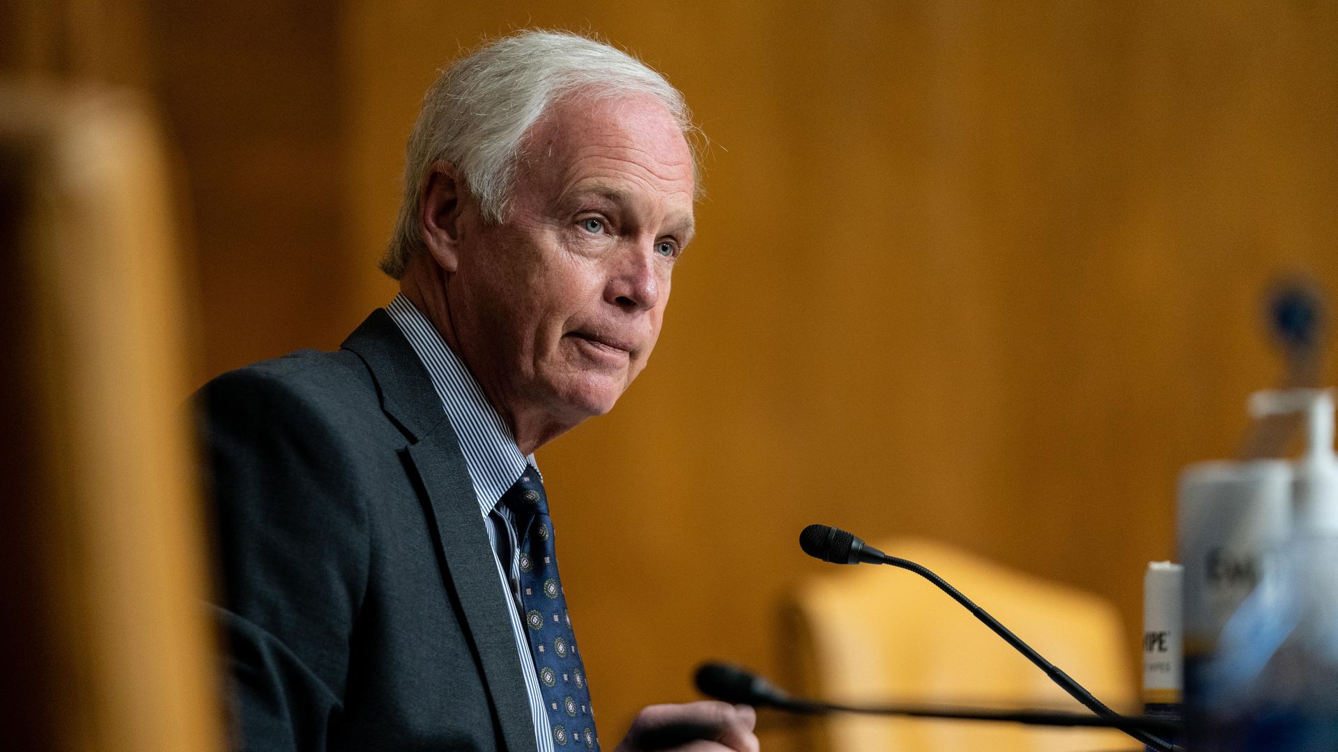 Sen. Ron Johnson speaks during a Senate Budget Committee confirmation hearing for Neera Tanden