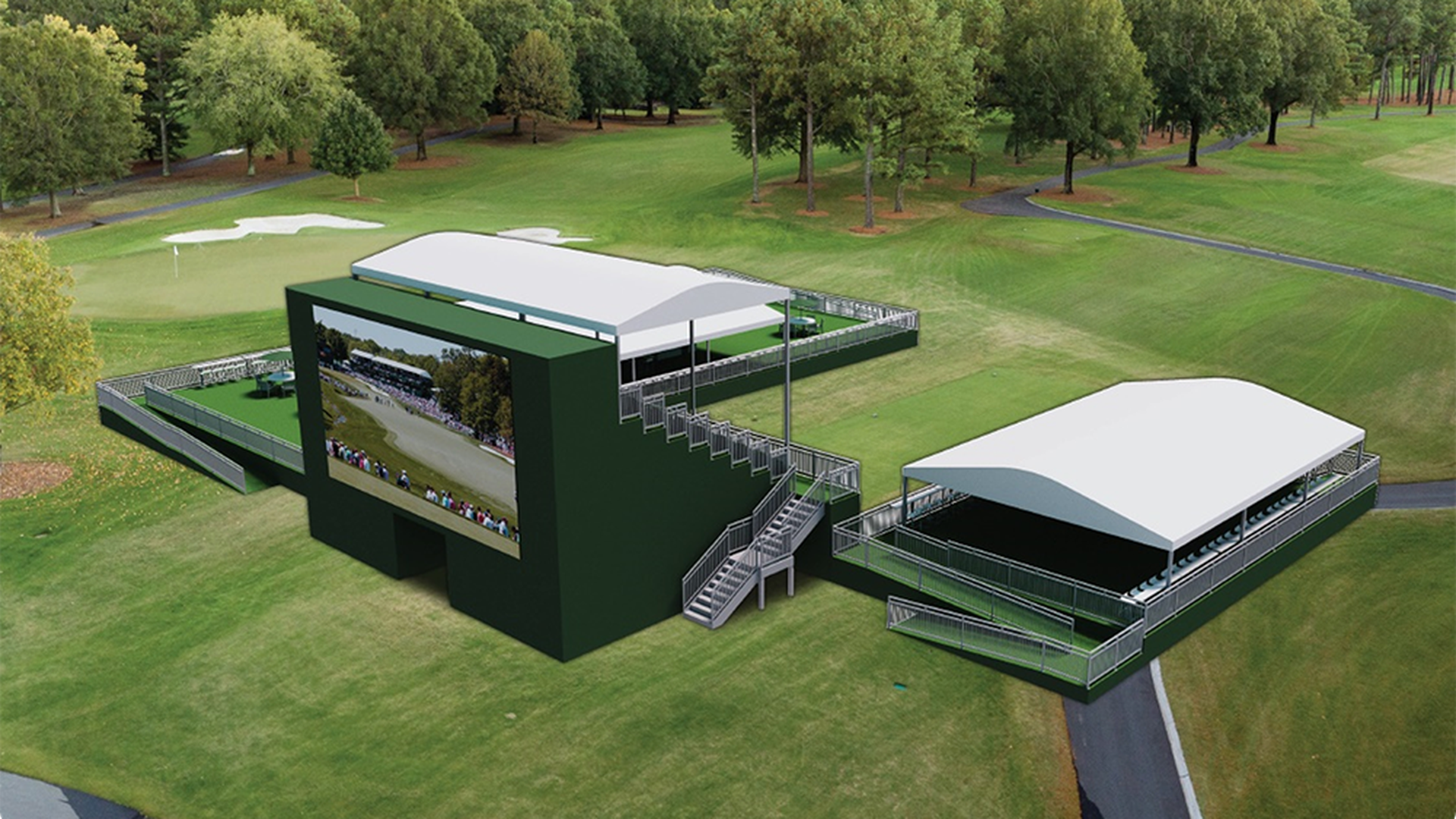 Wells Fargo Championship's first tee will include a large video board. Rendering courtesy of the Wells Fargo Championship