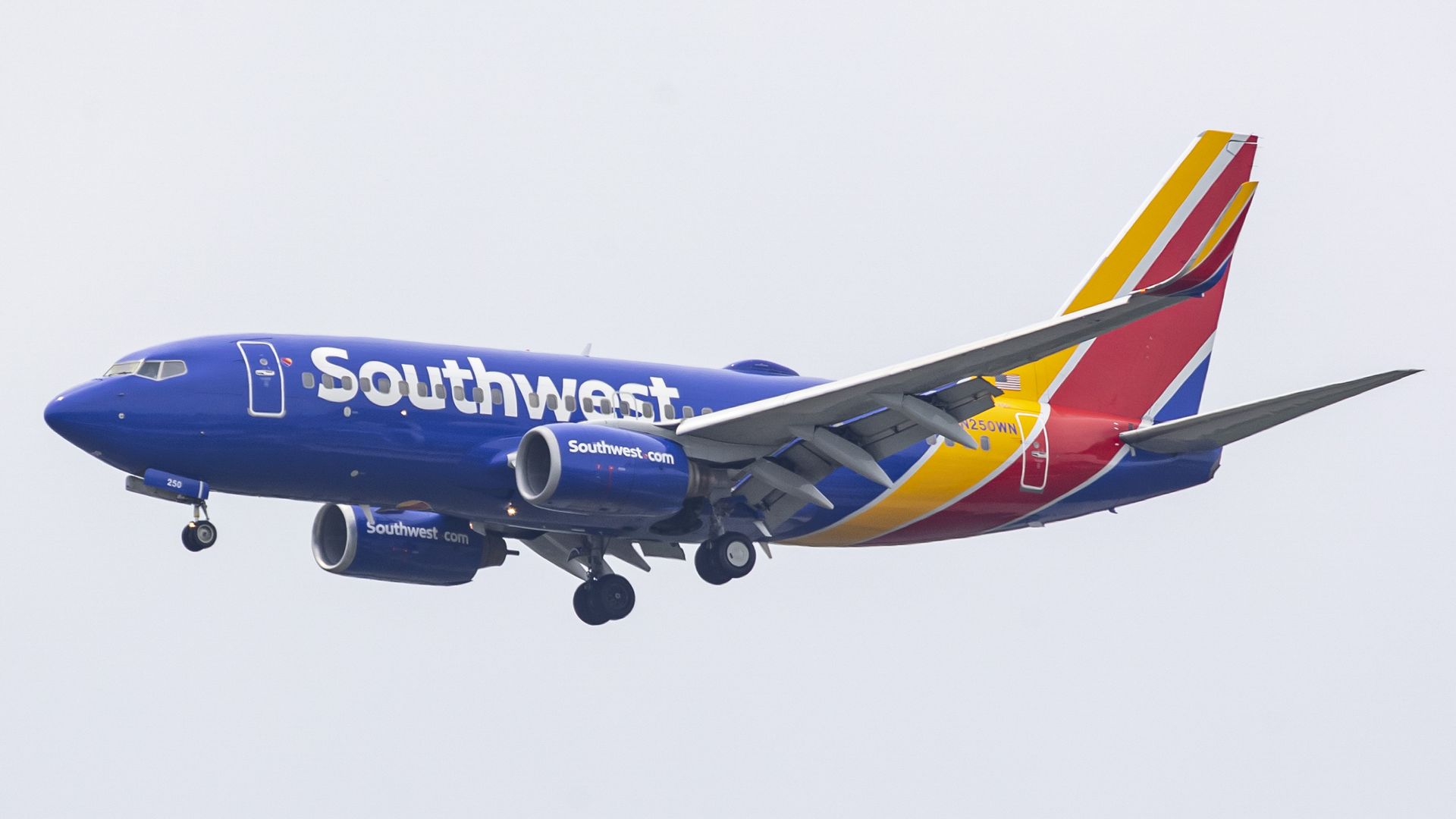 Southwest Airlines Boeing 737-700 aircraft as seen flying