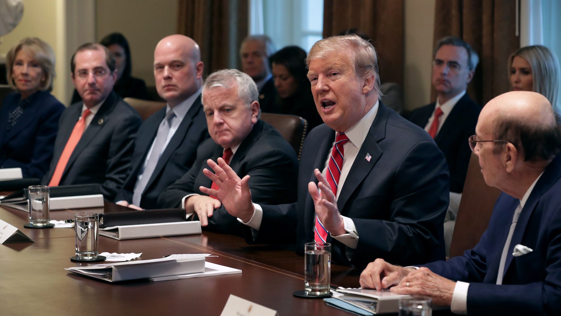 President Trump speaks during a Cabinet meeting