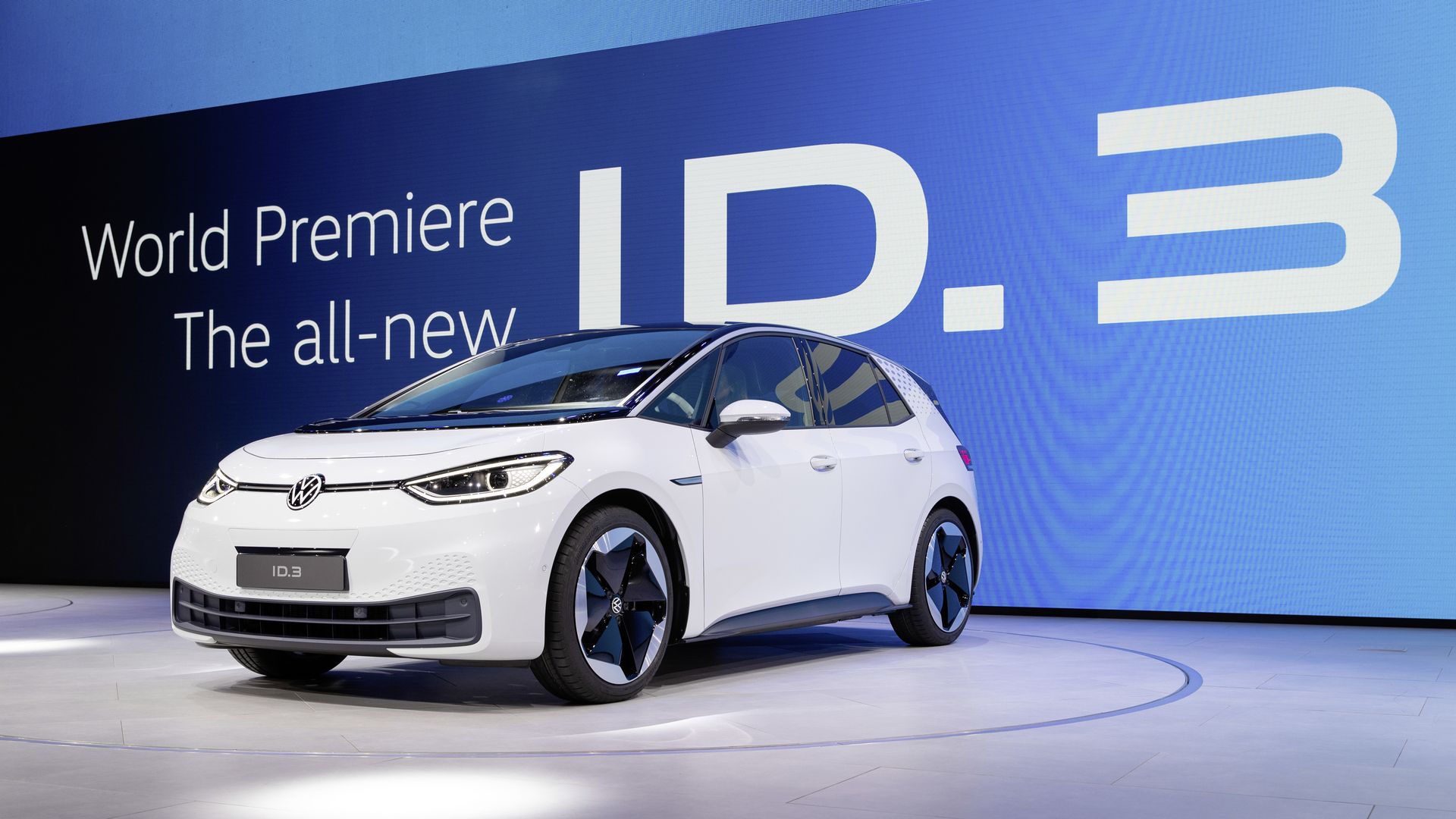 Image of VW ID.3 on stage at Frankfurt auto show