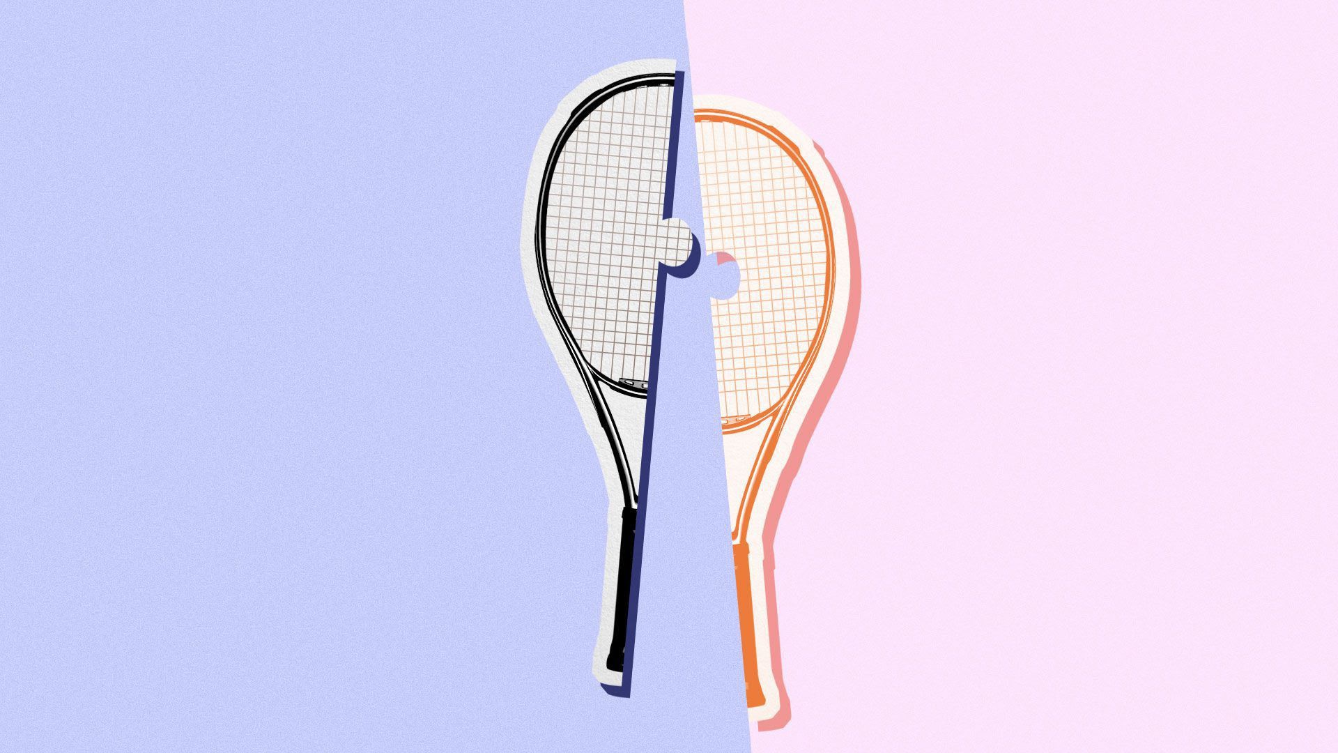 Illustration of a split tennis racket