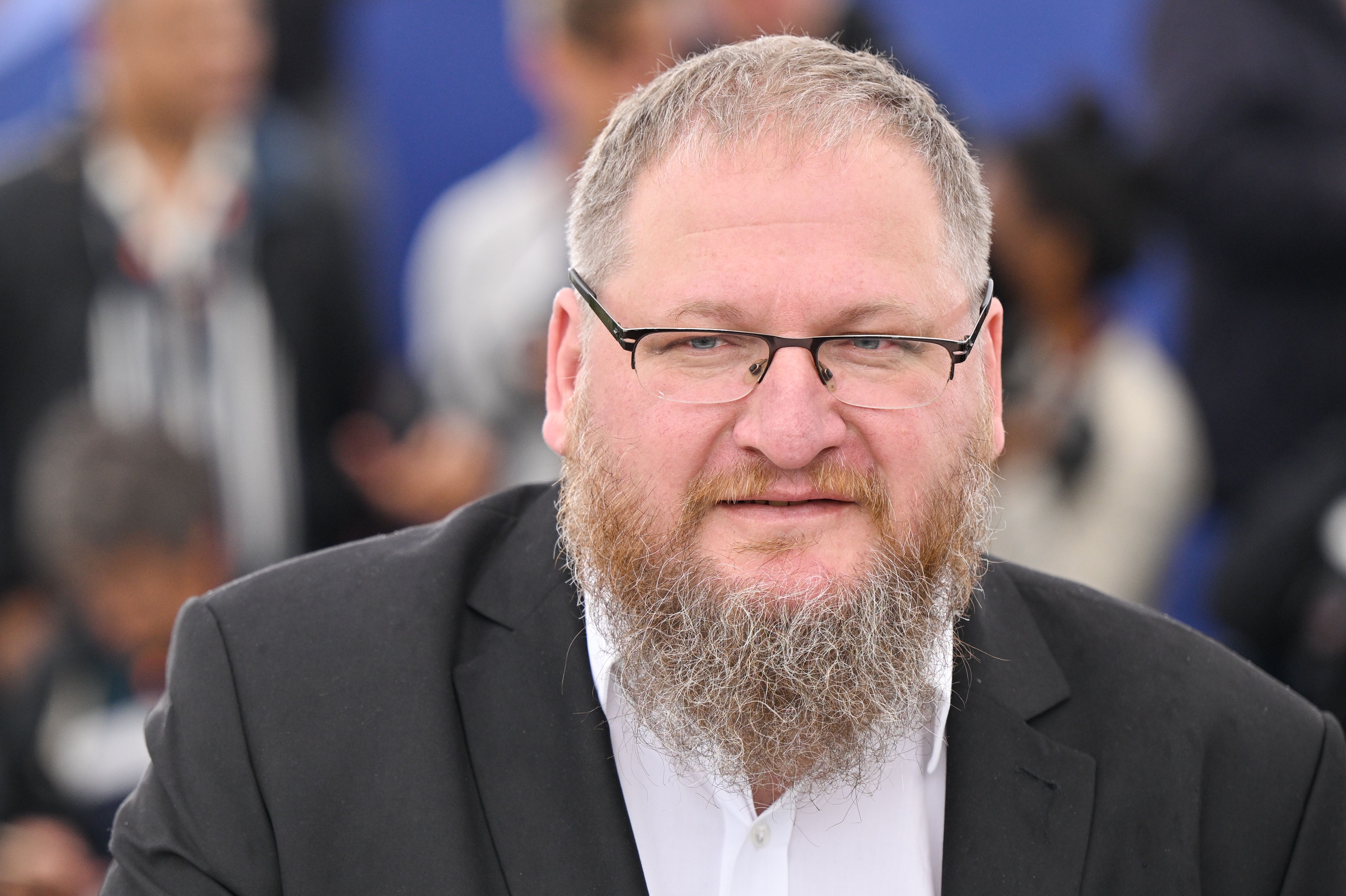 Piotr Cywiński, director of the Auschwitz-Birkenau Memorial & Museum and co-founder & president of the Auschwitz-Birkenau Foundation, attends "The Zone of Interest" photocall at the 76th annual Cannes film festival at Palais des Festivals in Cannes, France. 