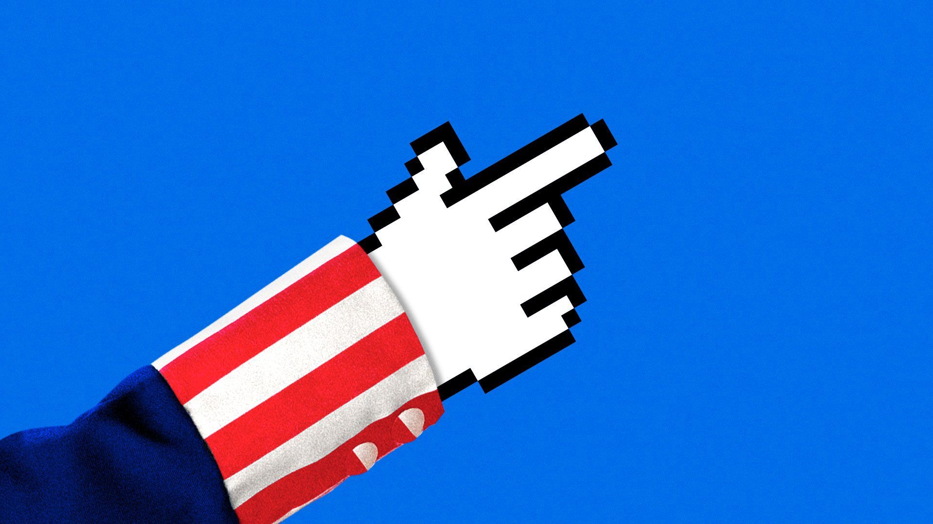 Illustration of Uncle Sam with a cursor hand