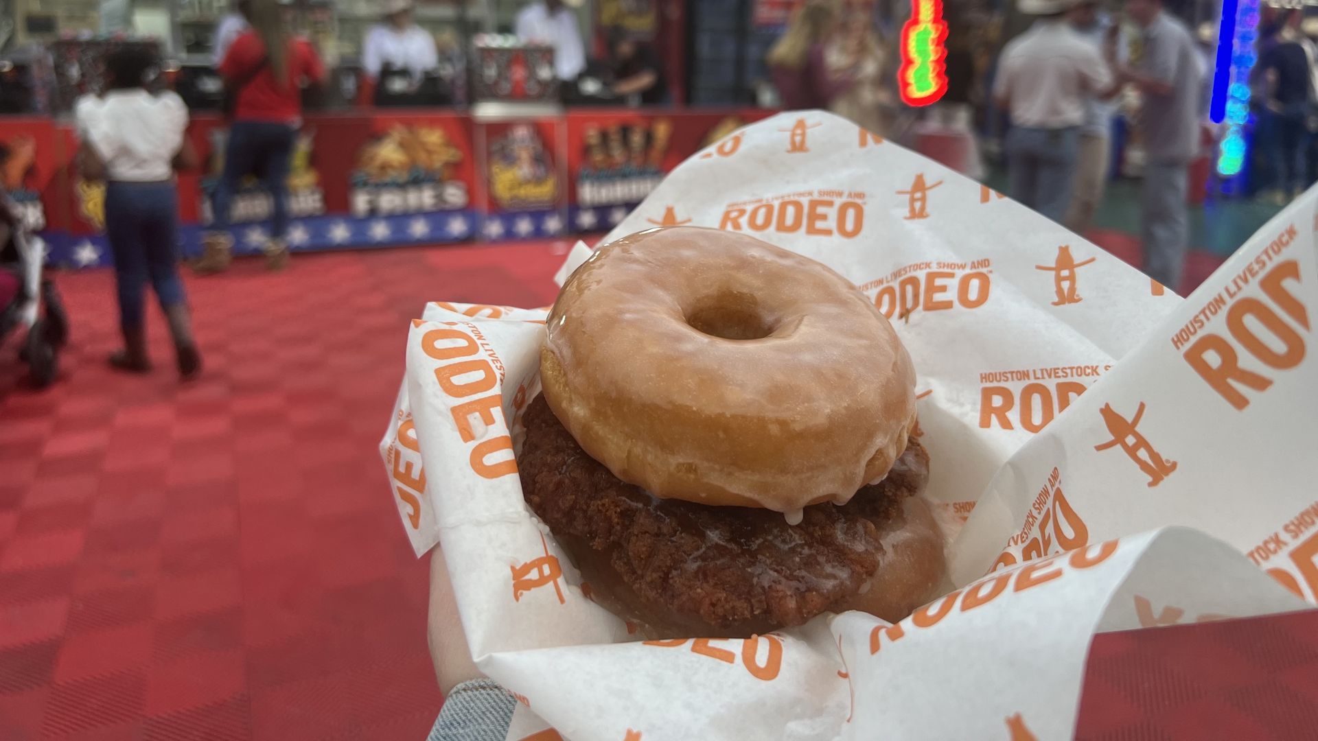 A doughnut chicken sandwich 