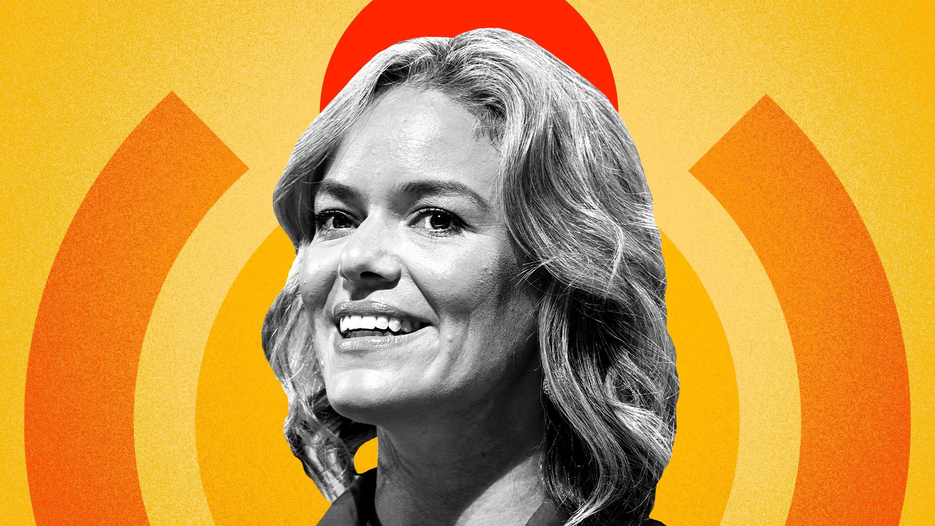 Photo illustration of Katherine Maher and the Wikimedia logo.  