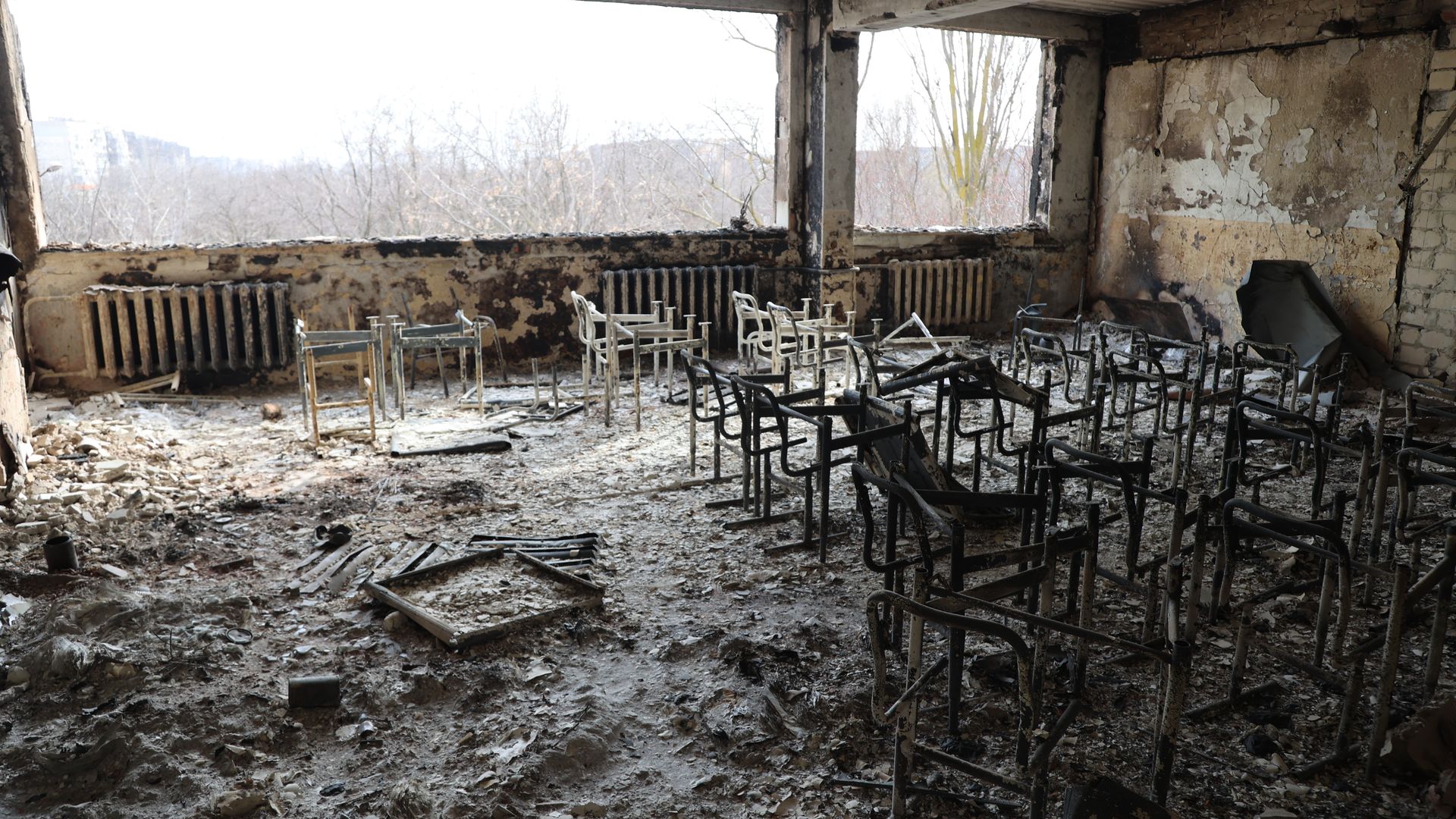 Picture of a burned school classroom