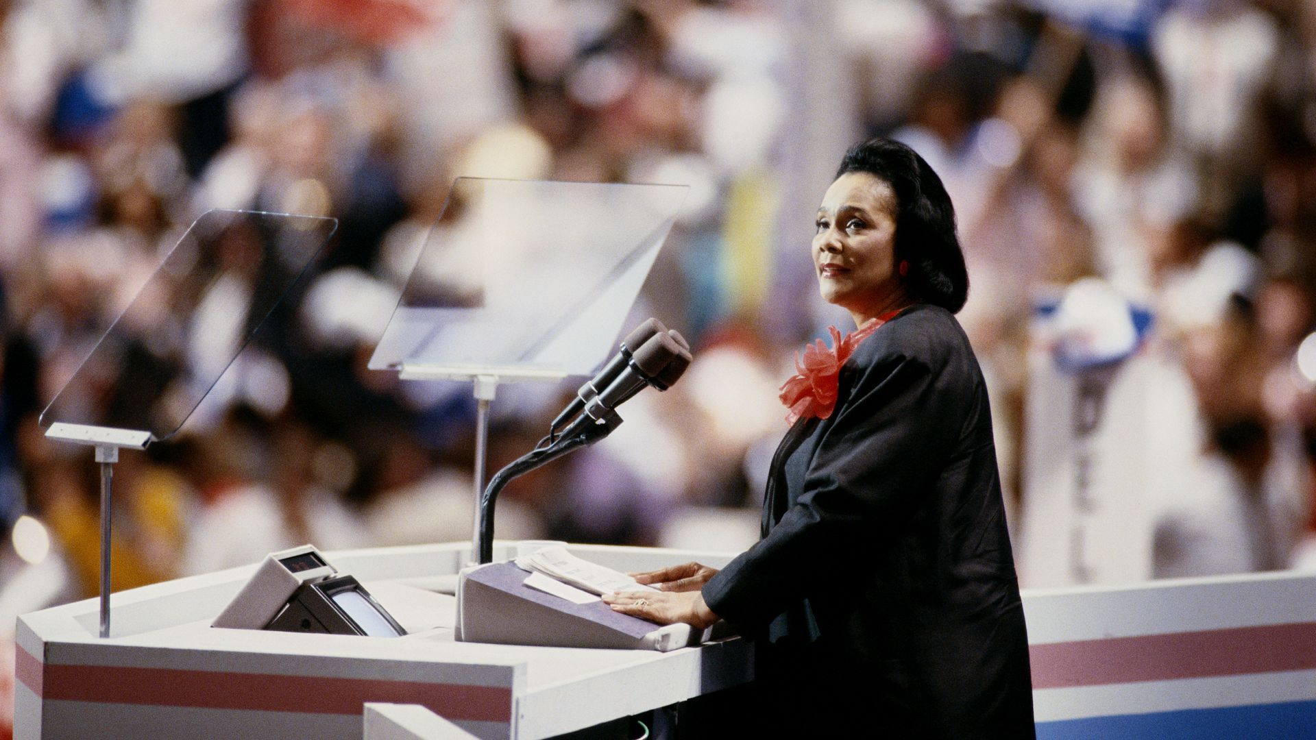 Coretta Scott King addresses the 1988 Democratic National Convention in Atlanta
