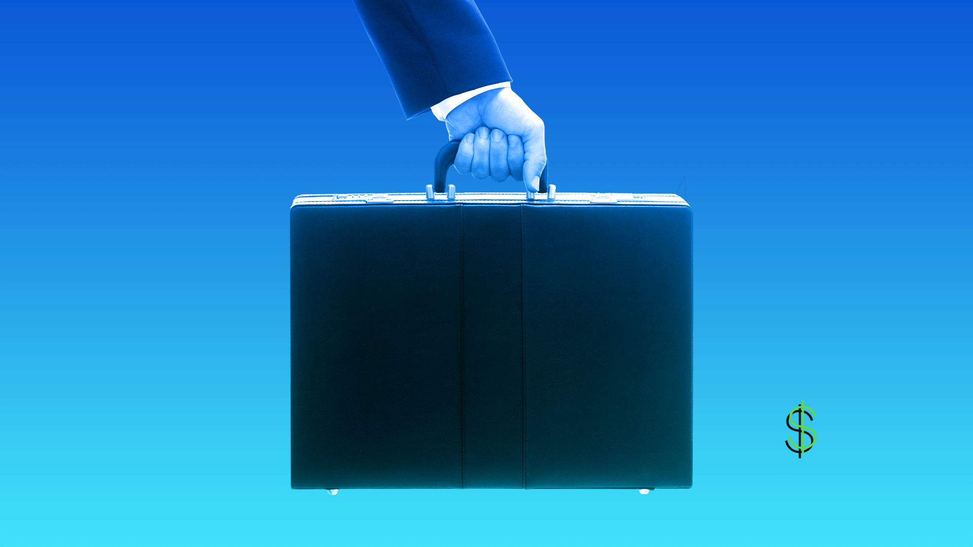 Animated GIF of briefcase with dollar signs coming from it