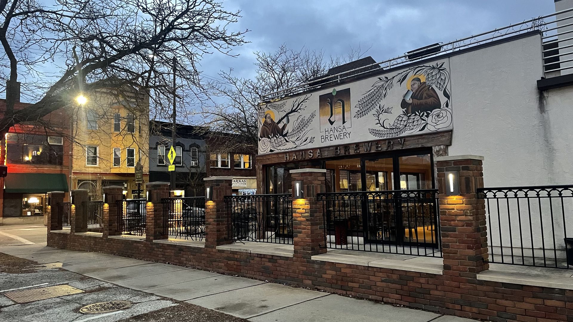 An exterior image of a brewery in Cleveland on a street corner. 