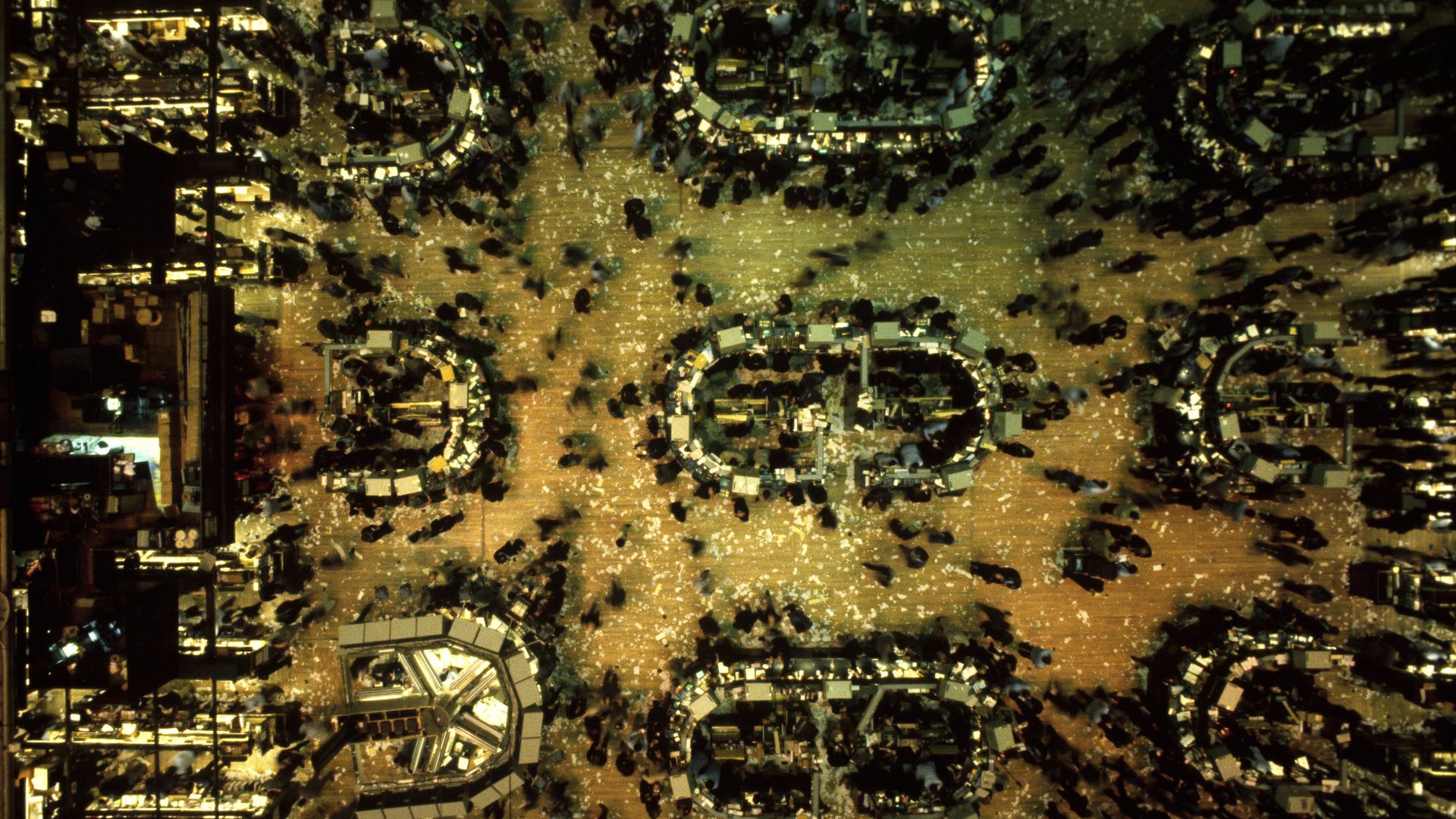 An aerial view of the New York Stock Exchange trading floor