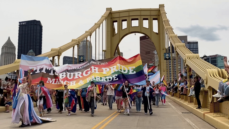 The Pittsburgh Pride Parade marchers. 