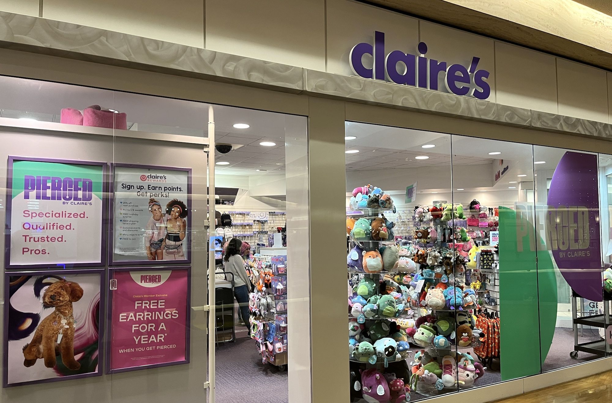 A Claire's store at the mall.