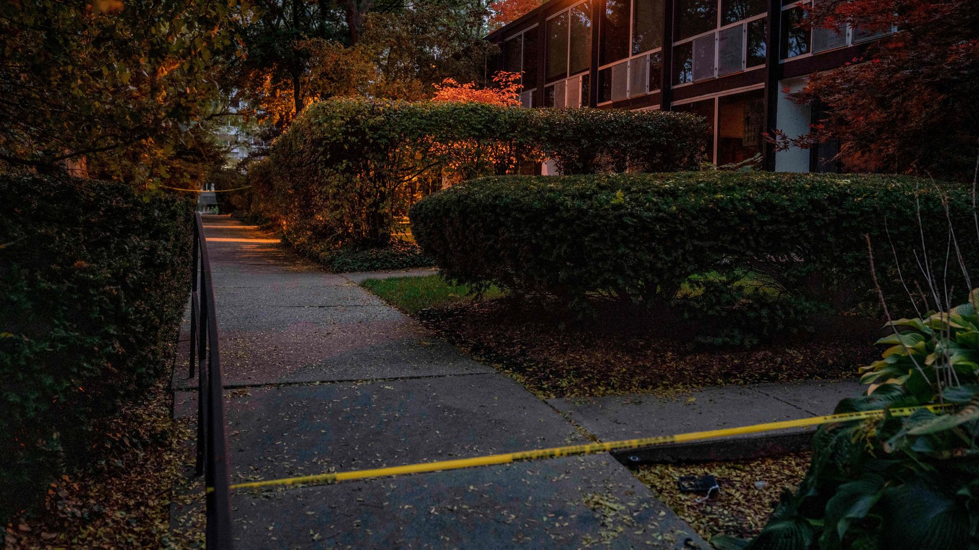 Police block the area near the scene where synagogue leader Samantha Woll was found dead in Lafayette Park on October 21, 2023.
