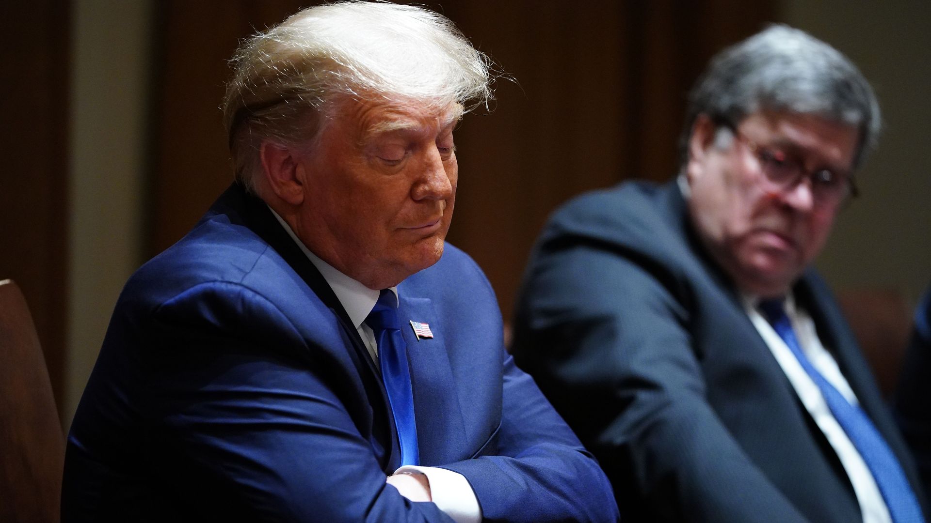 President Donald Trump, with Attorney General William Barr.
