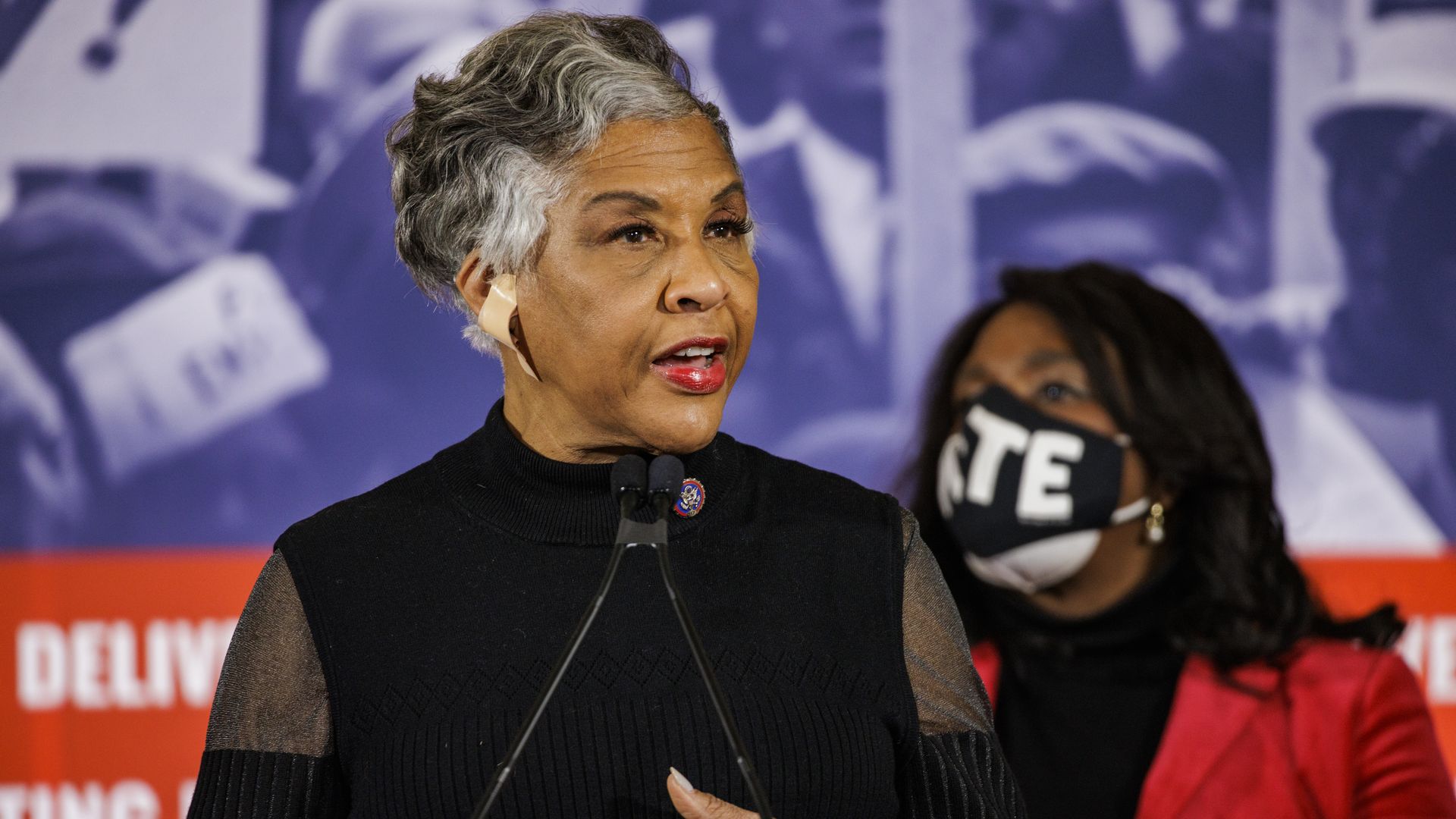 Rep. Joyce Beatty (D-OH) speaks during a press conference at Union Station on Martin Luther King Jr. Day on January 17, 2022