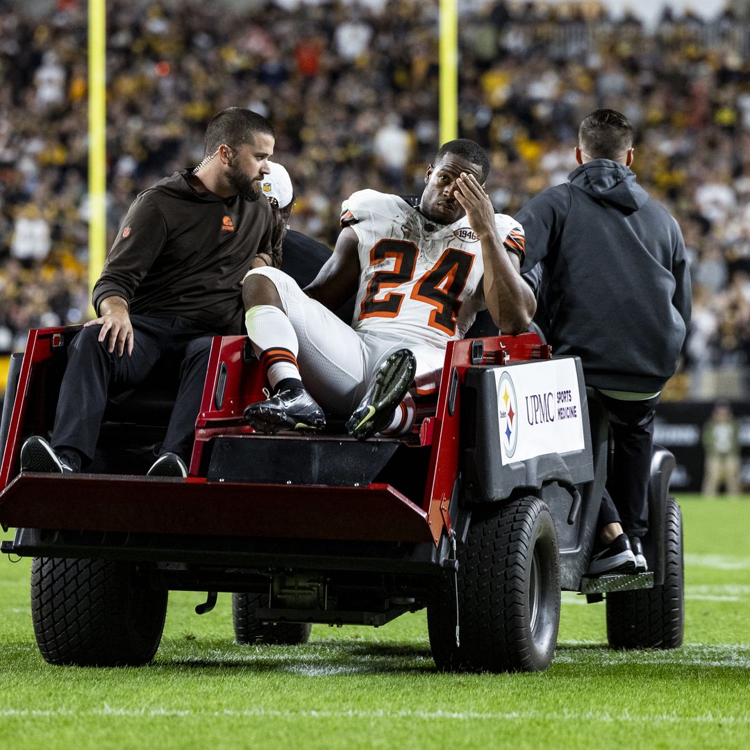 Nick Chubb carted off with injury so bad that broadcast refused to show the  replay