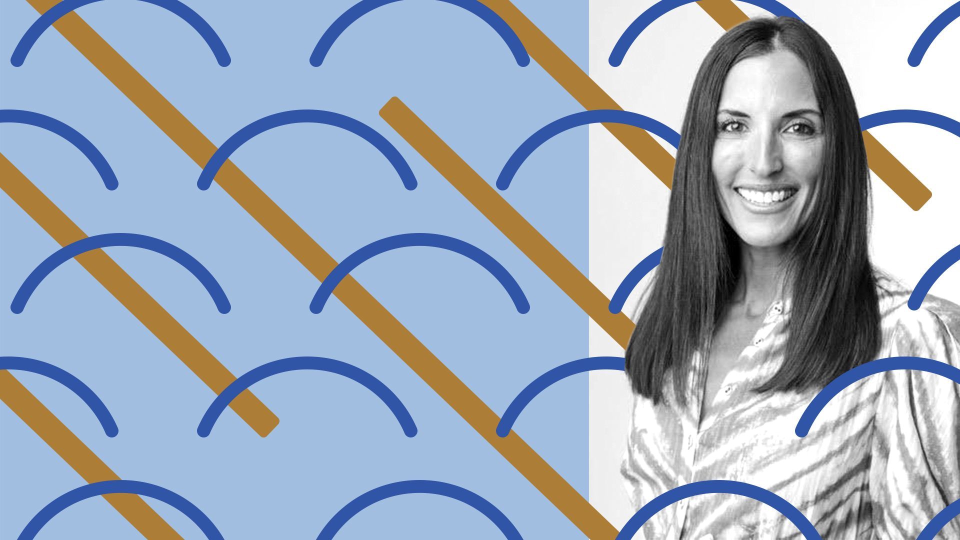 Photo illustration of Gina Sheibley surrounded by the Workday logo mark.