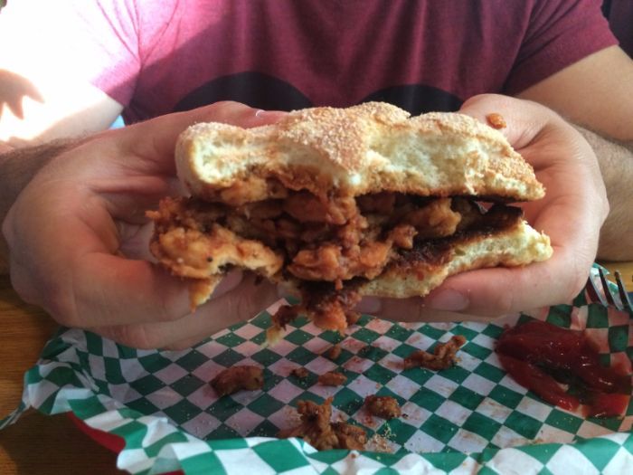 Vegan pulled BBQ sandwich