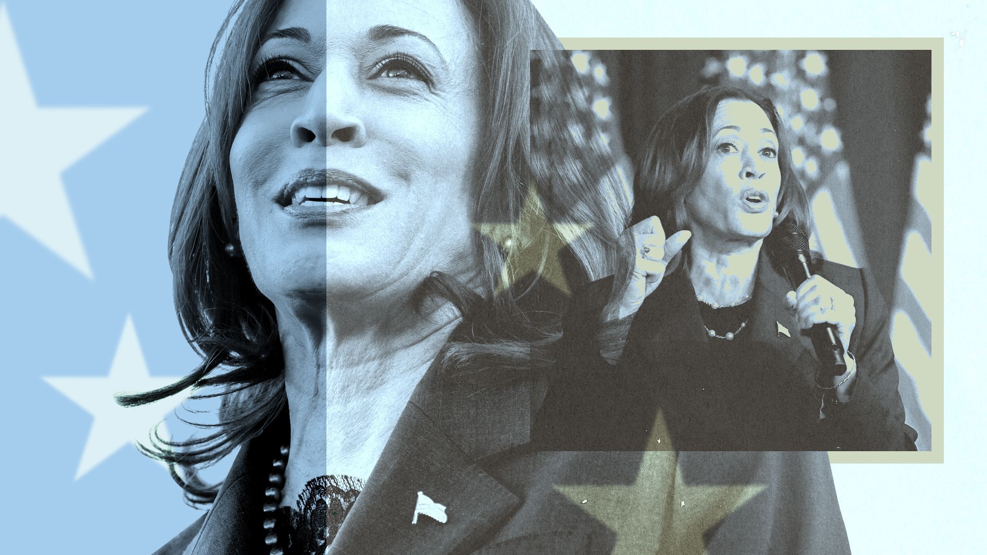 Photo illustration of Kamala Harris