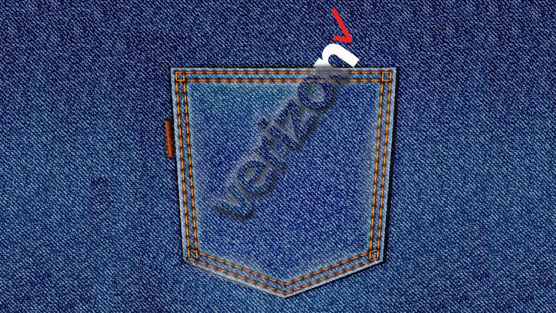 Illustration of the Verizon logo in a denim pocket.