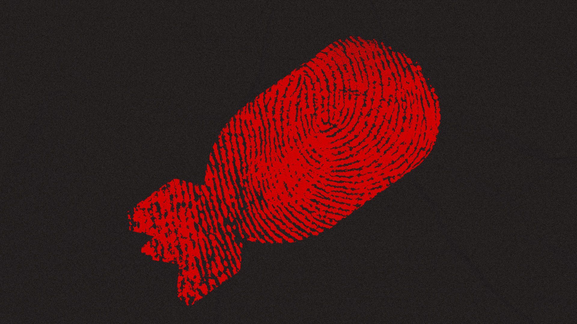 Illustration of a fingerprint in the shape of a bomb