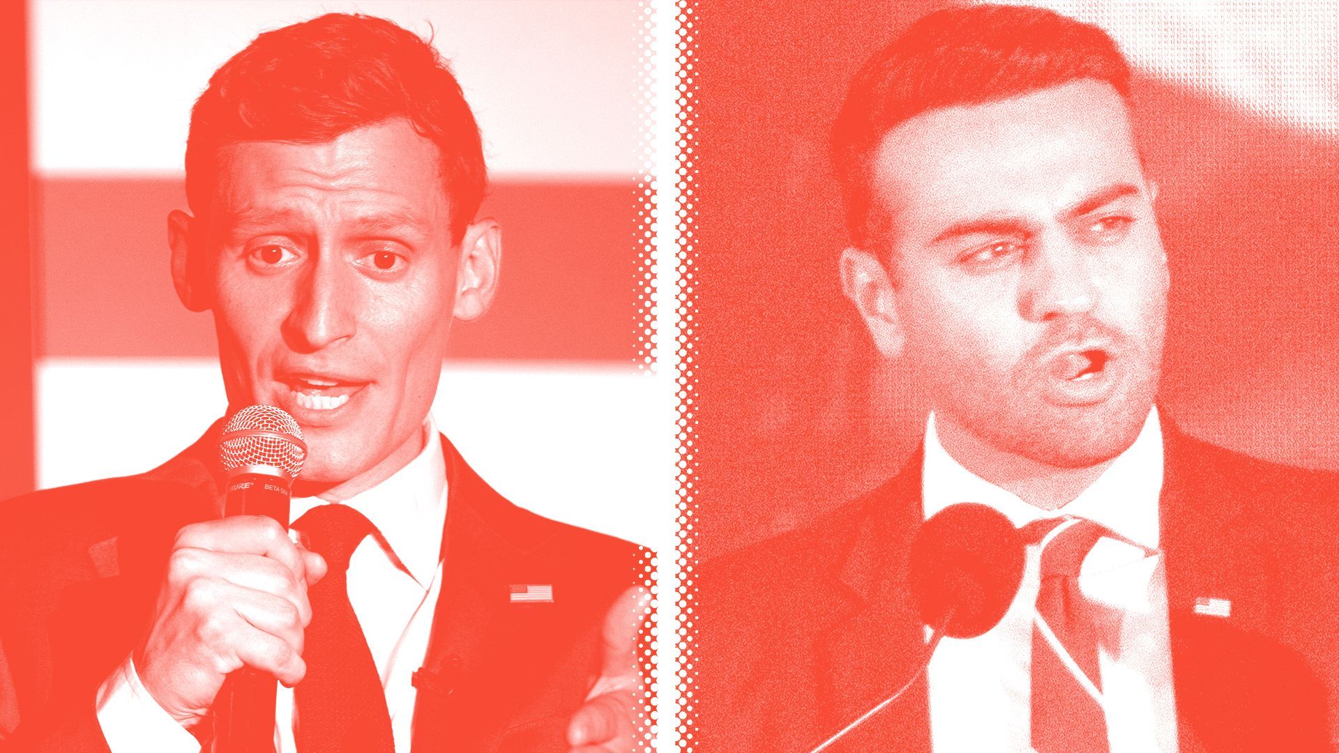 Photo illustration of Blake Masters and Abraham Hamadeh.