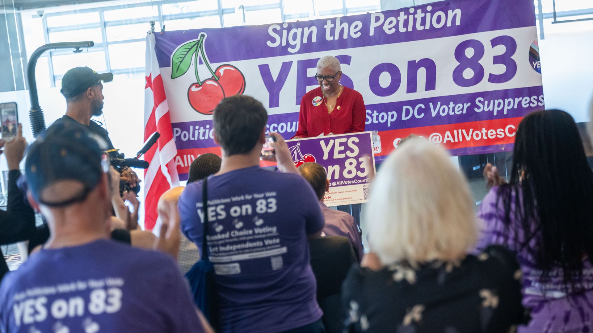 Supporters at a rally to vote yes to Initiative 83.