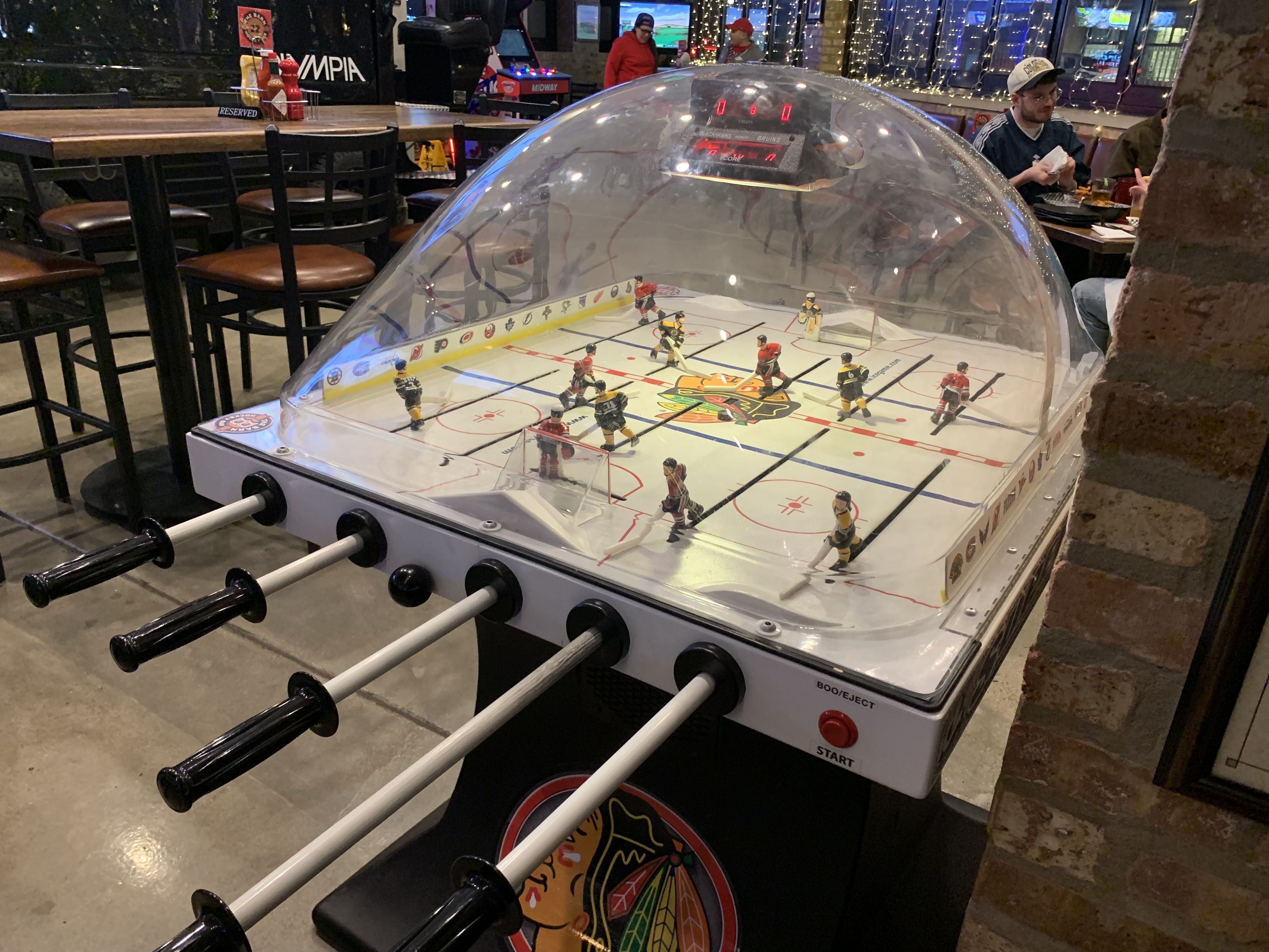 Photo of an air hockey machine 