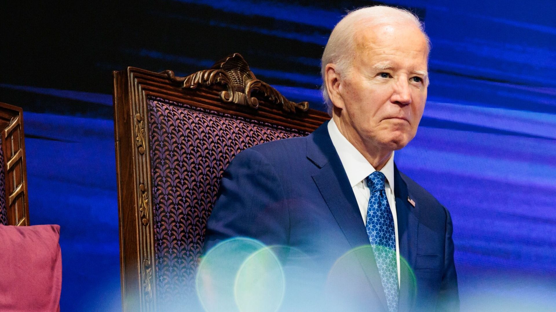 US President Joe Biden during an event at Mt. Airy Church of God in Christ in Philadelphia, Pennsylvania, US, on Sunday, July 7, 2024. 