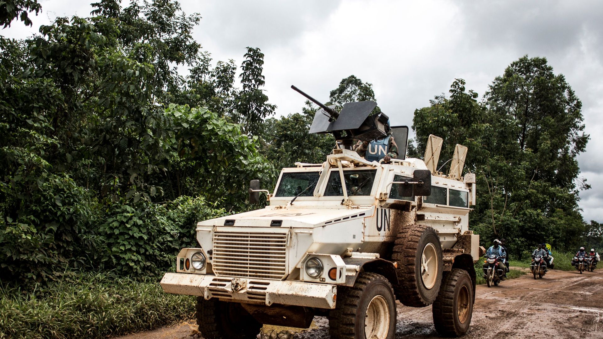 Photo of MONUSCO tank patrolling city of Beni, the epicenter of Ebola outbreak in Congo