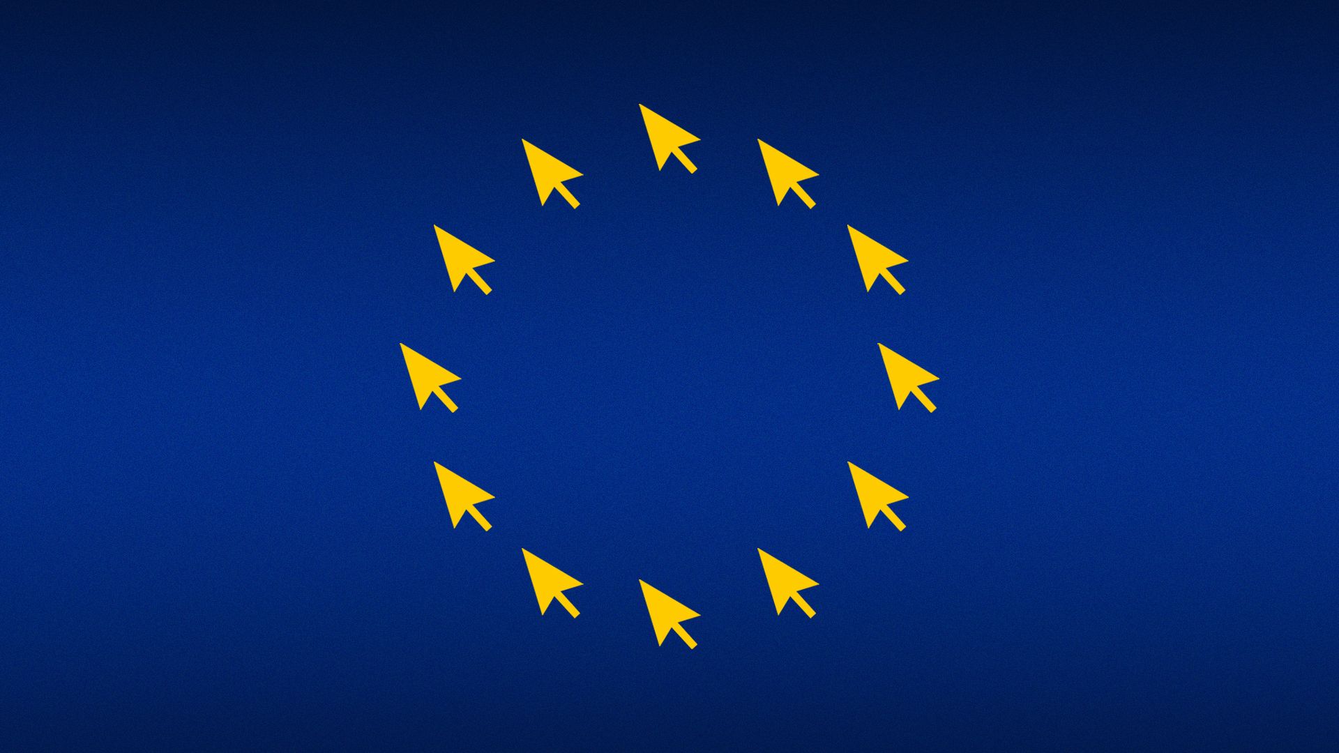Illustration of the EU flag with cursor arrows in place of stars.