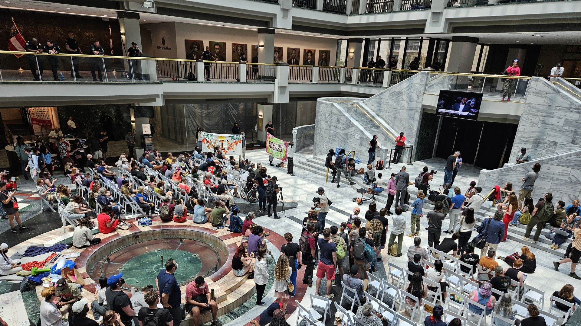 Hundreds of people filed into City Hall on Monday to share their thoughts on the proposed police and firefighter training center.