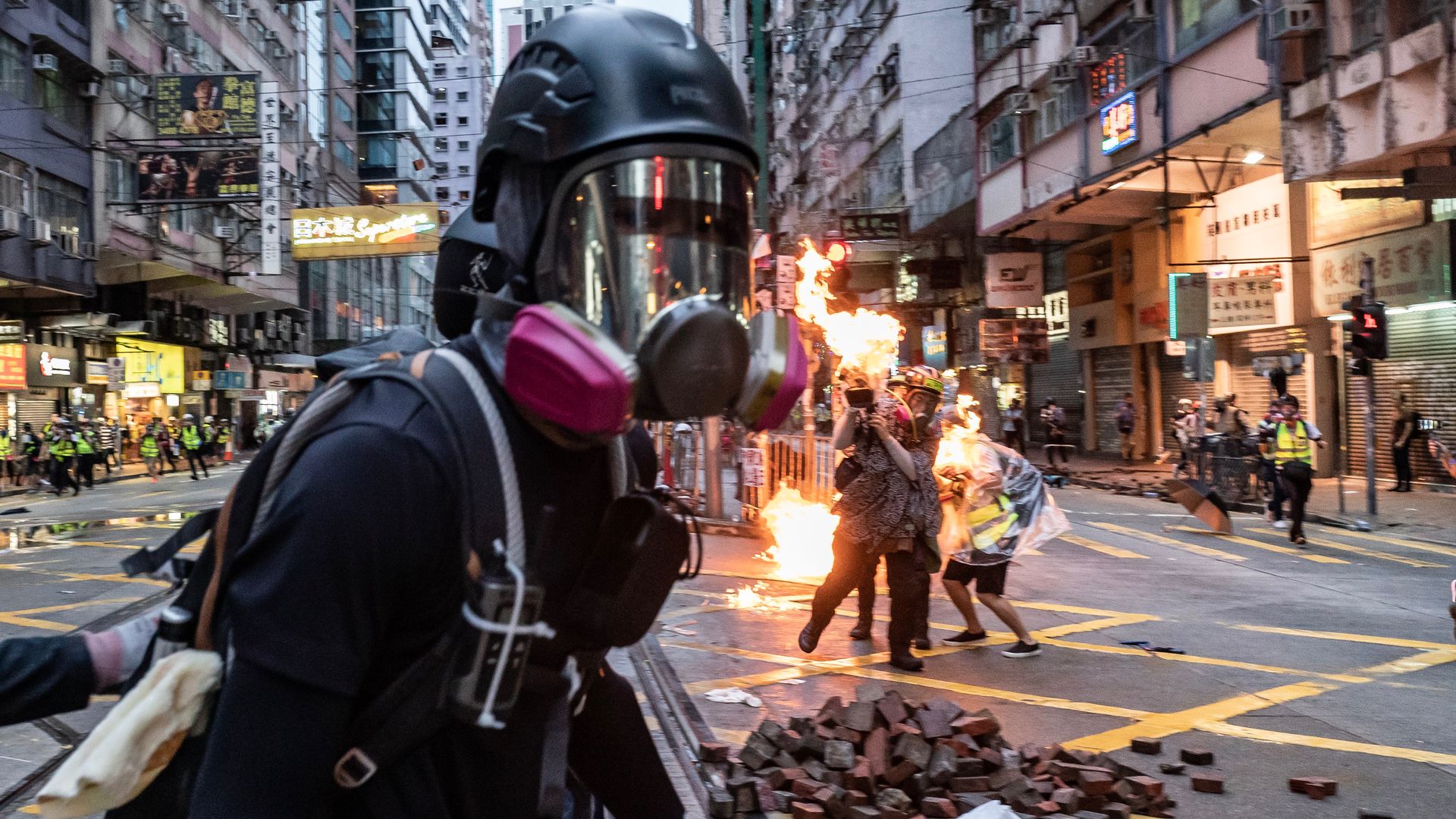 Demonstrators in Hong Kong.