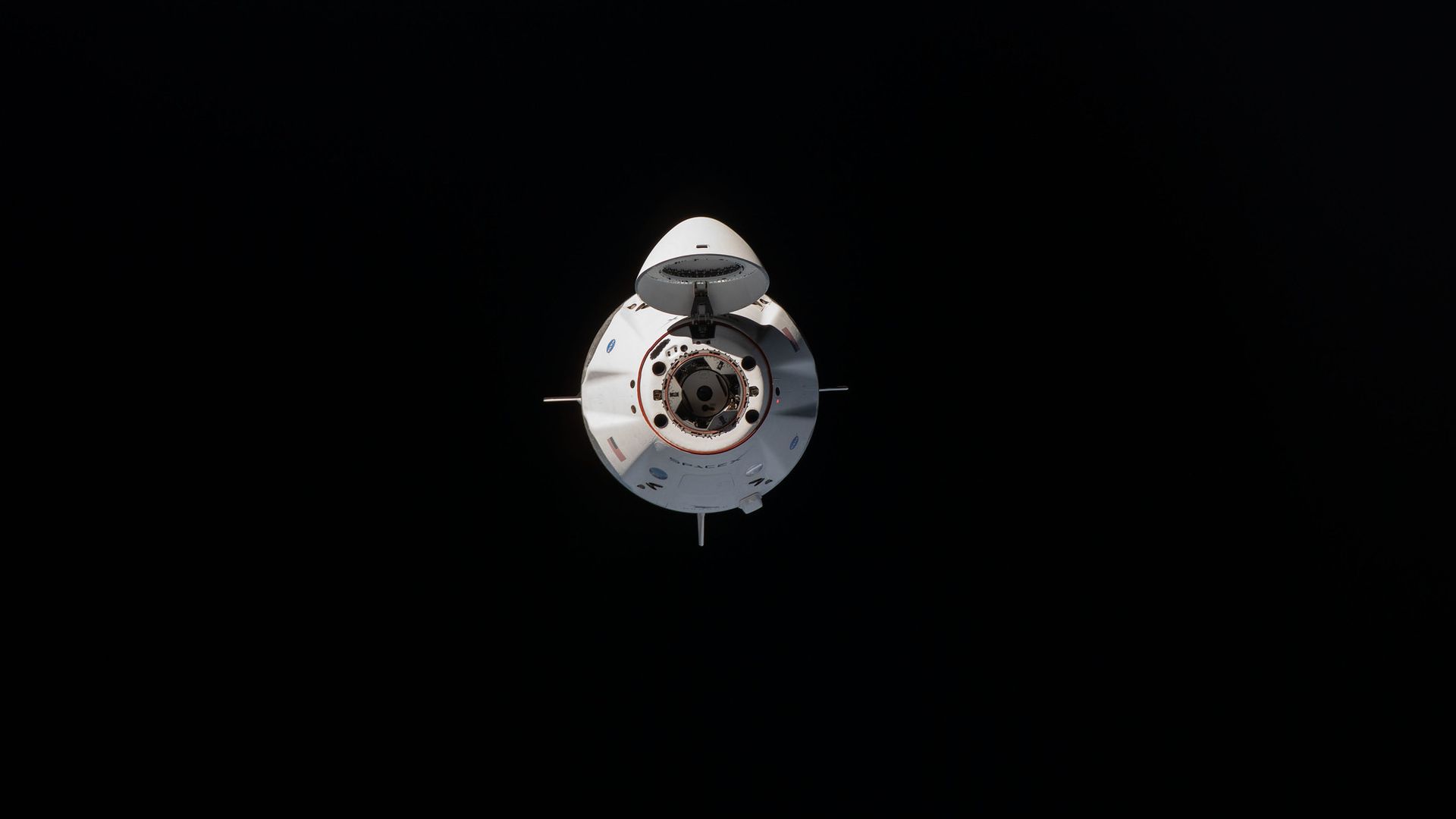 A Crew Dragon capsule on approach to the International Space Station