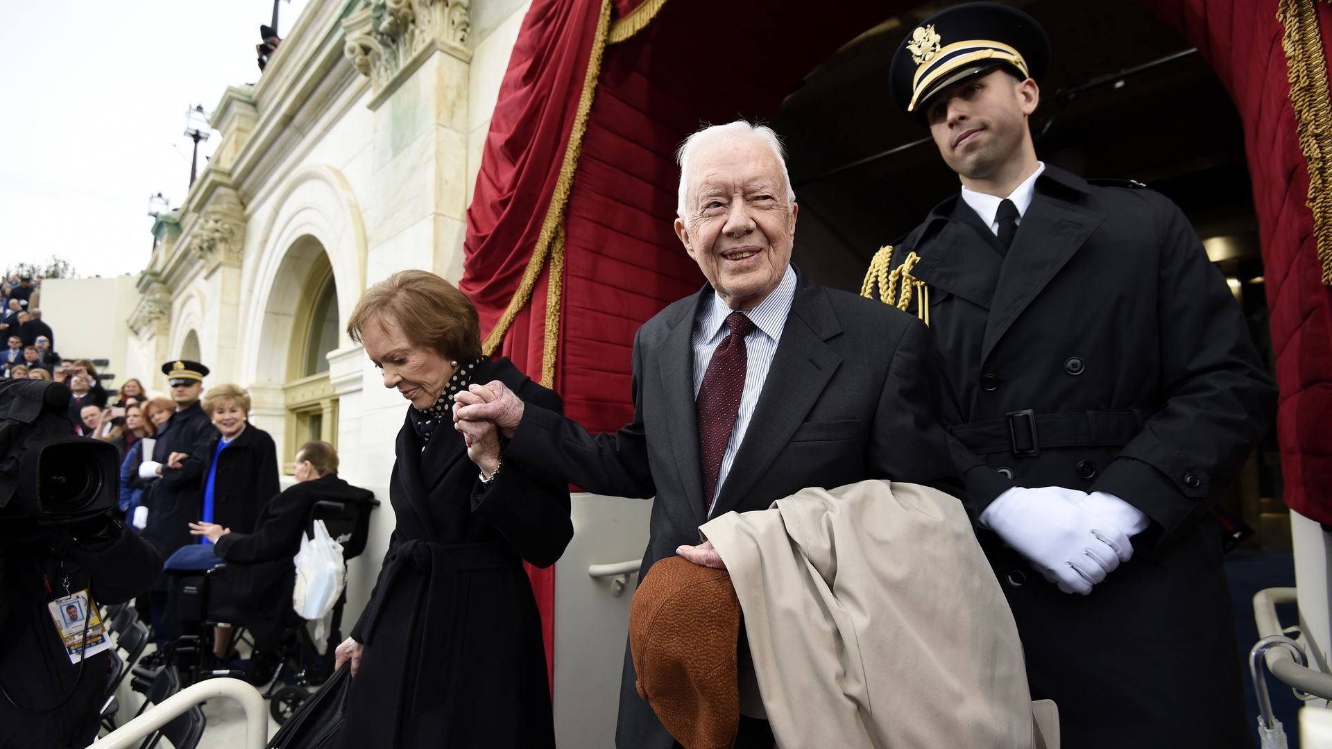 Former U.S. President Jimmy Carter and Rosalynn Carter arrive for the 58th presidential inauguration in Washington, D.C., U.S., on Friday, Jan. 20, 2017.