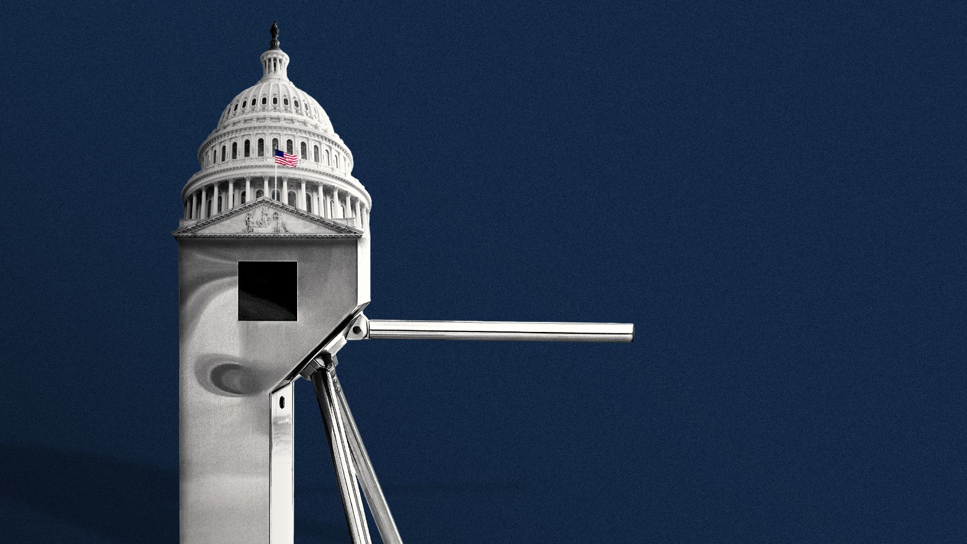 Illustration of a turnstyle with the US Capitol dome on top.