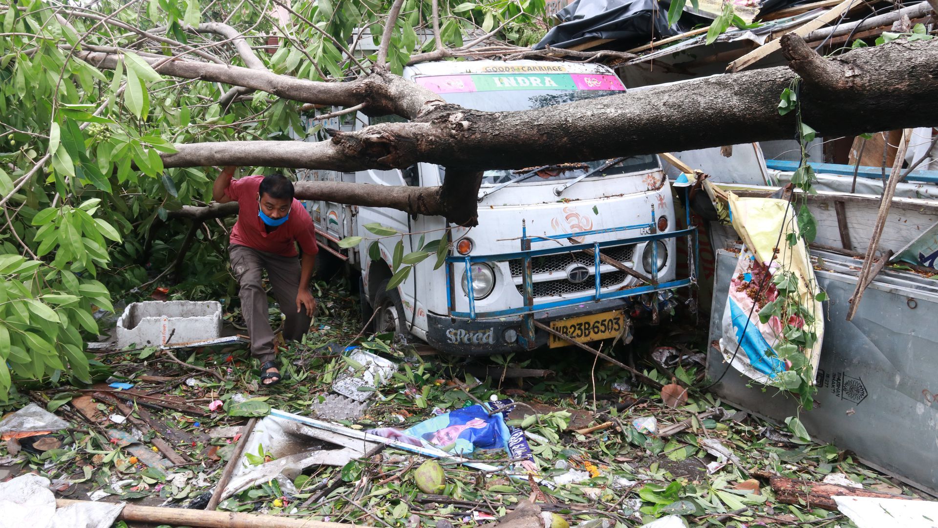 Destruction from Cyclone Amphan in Kolkata, India in May.